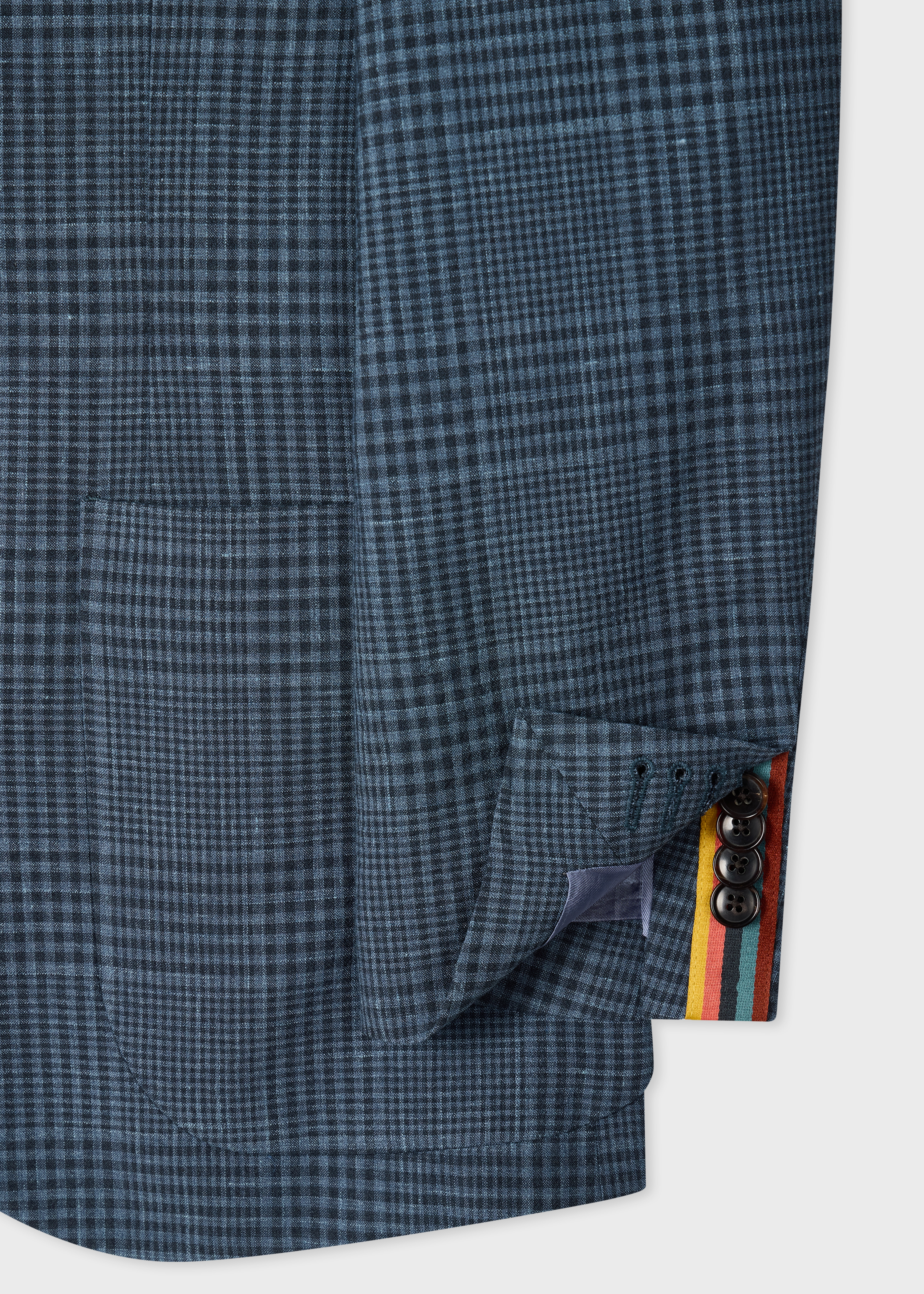 Blue 'Summertime' Wool-Silk Check Blazer thumbnail 6