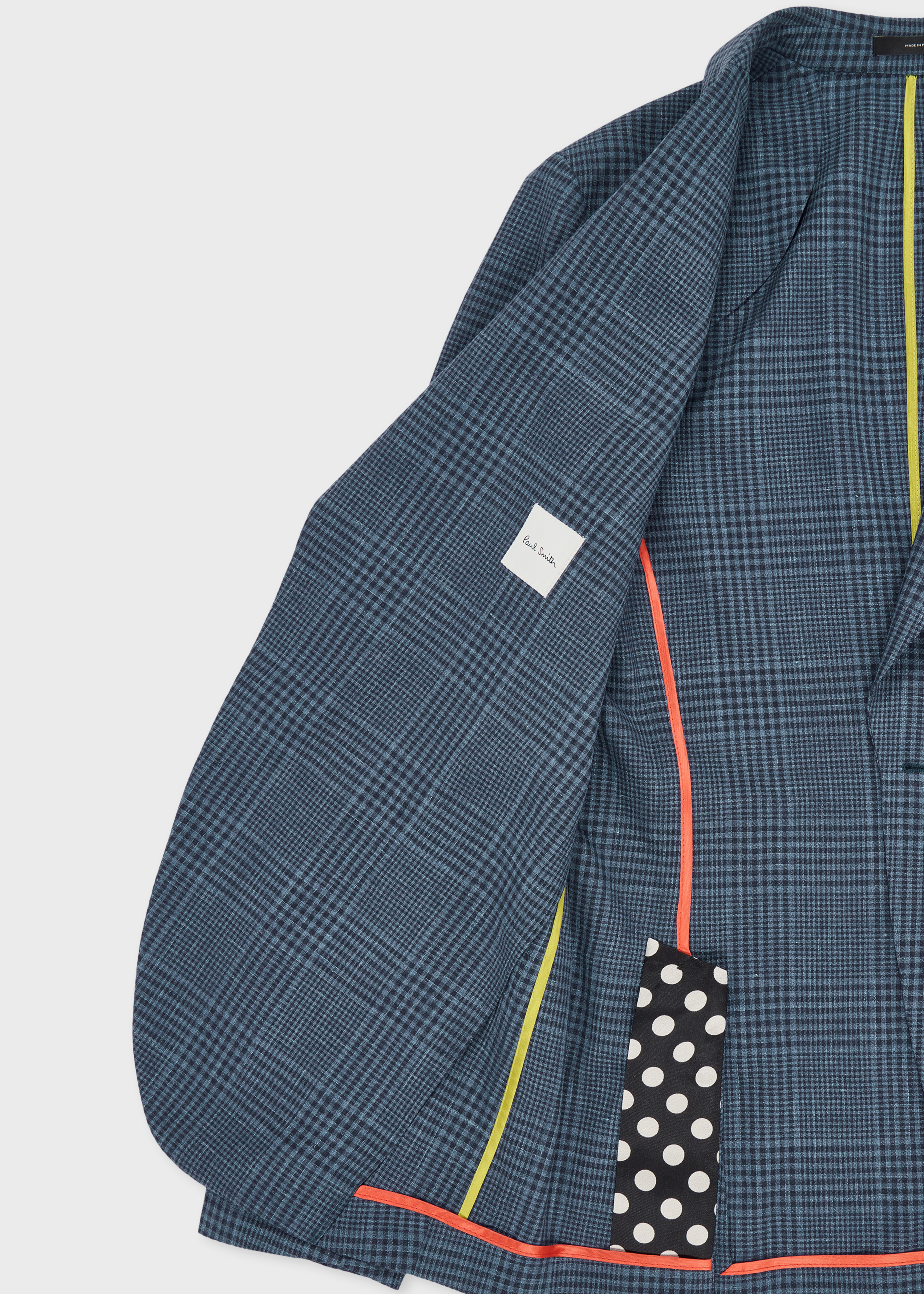 Blue 'Summertime' Wool-Silk Check Blazer thumbnail 8