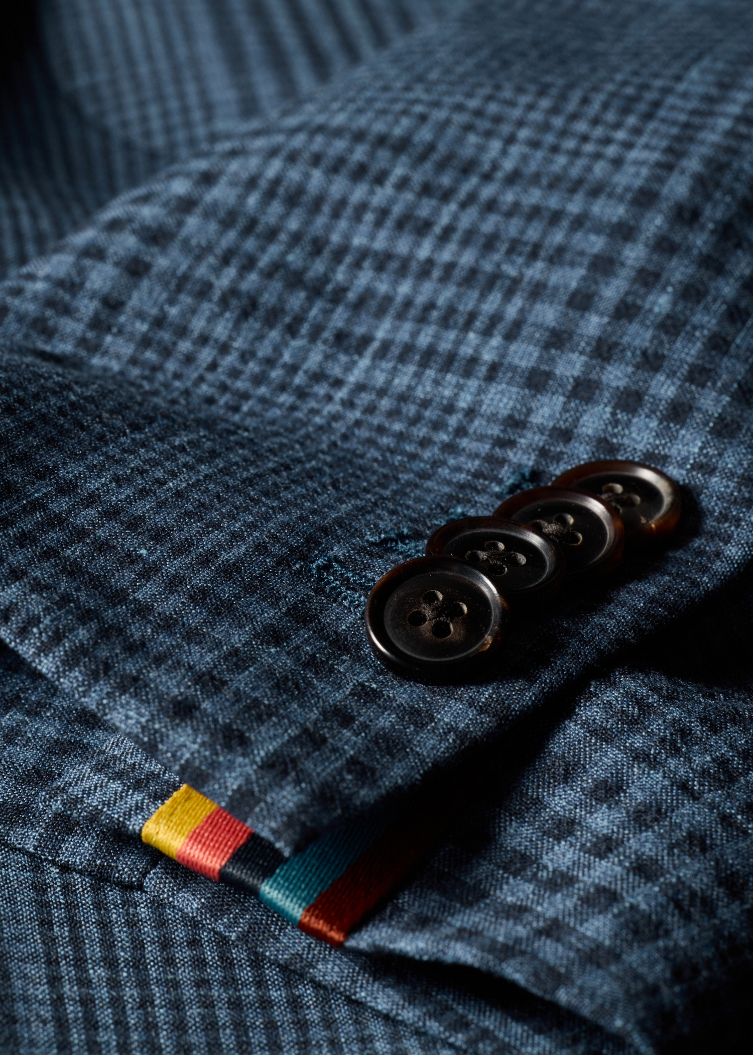 Blue 'Summertime' Wool-Silk Check Blazer thumbnail 10