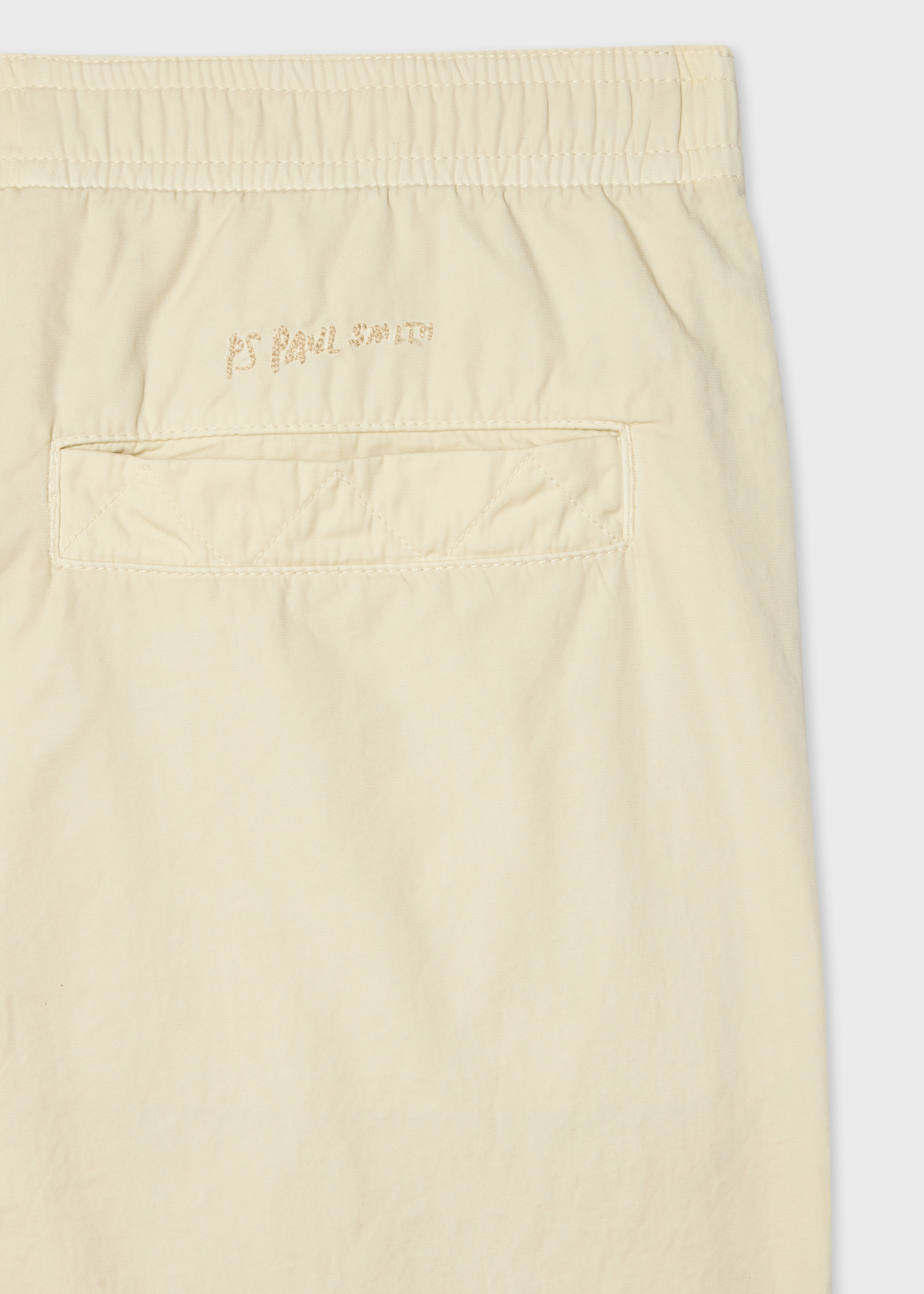 Ecru Cotton Drawstring-Waist Trousers thumbnail 5
