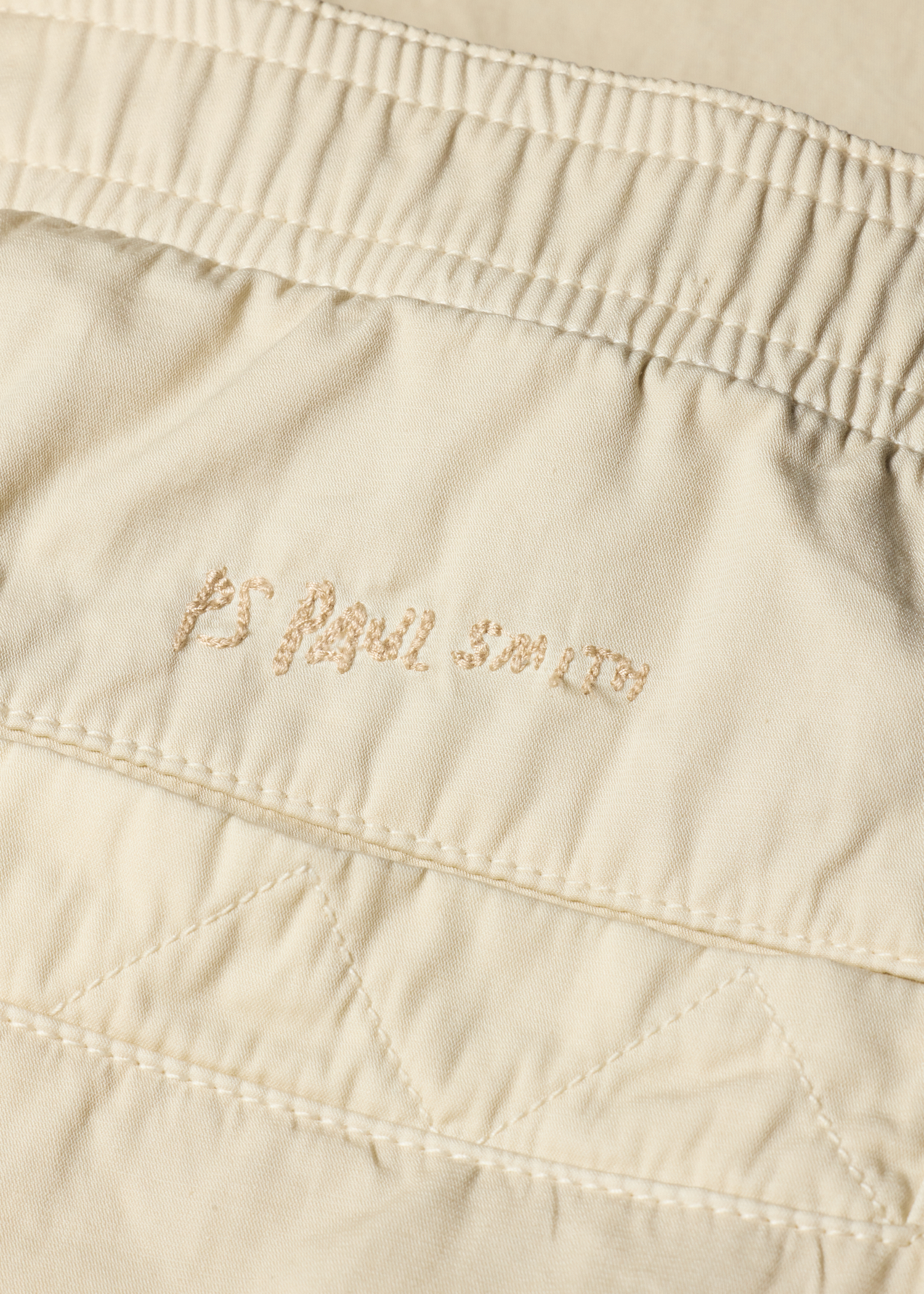Ecru Cotton Drawstring-Waist Trousers thumbnail 6