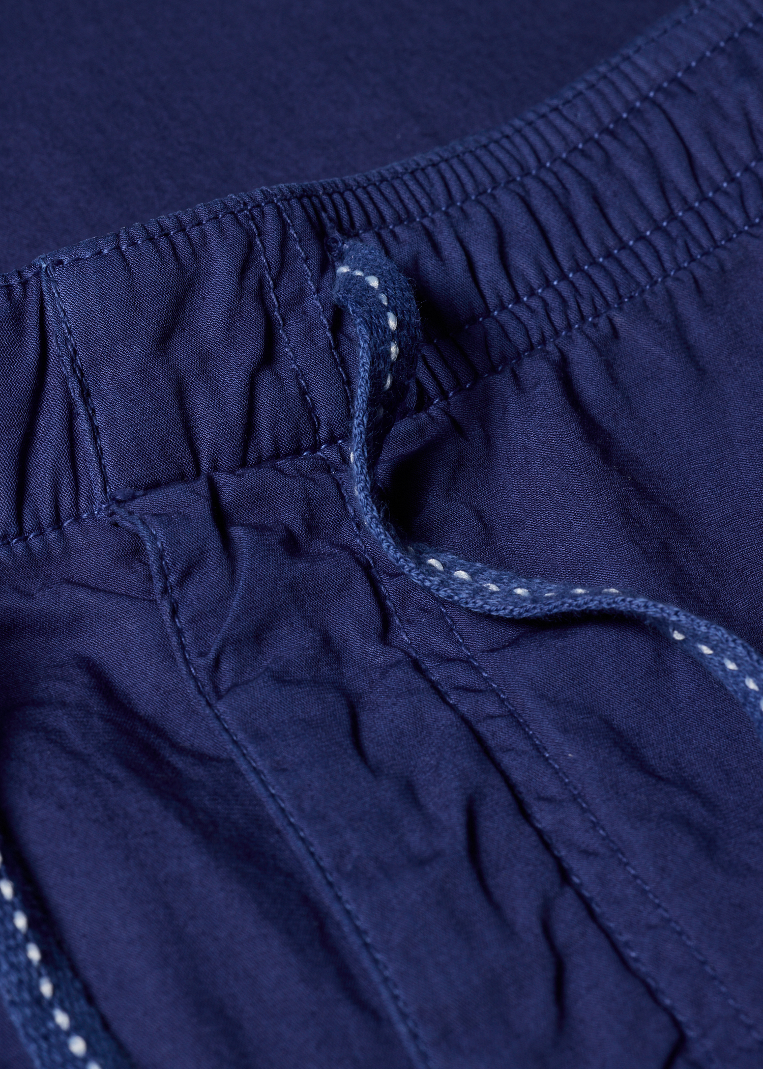 Blue Cotton Drawstring-Waist Trousers thumbnail 3