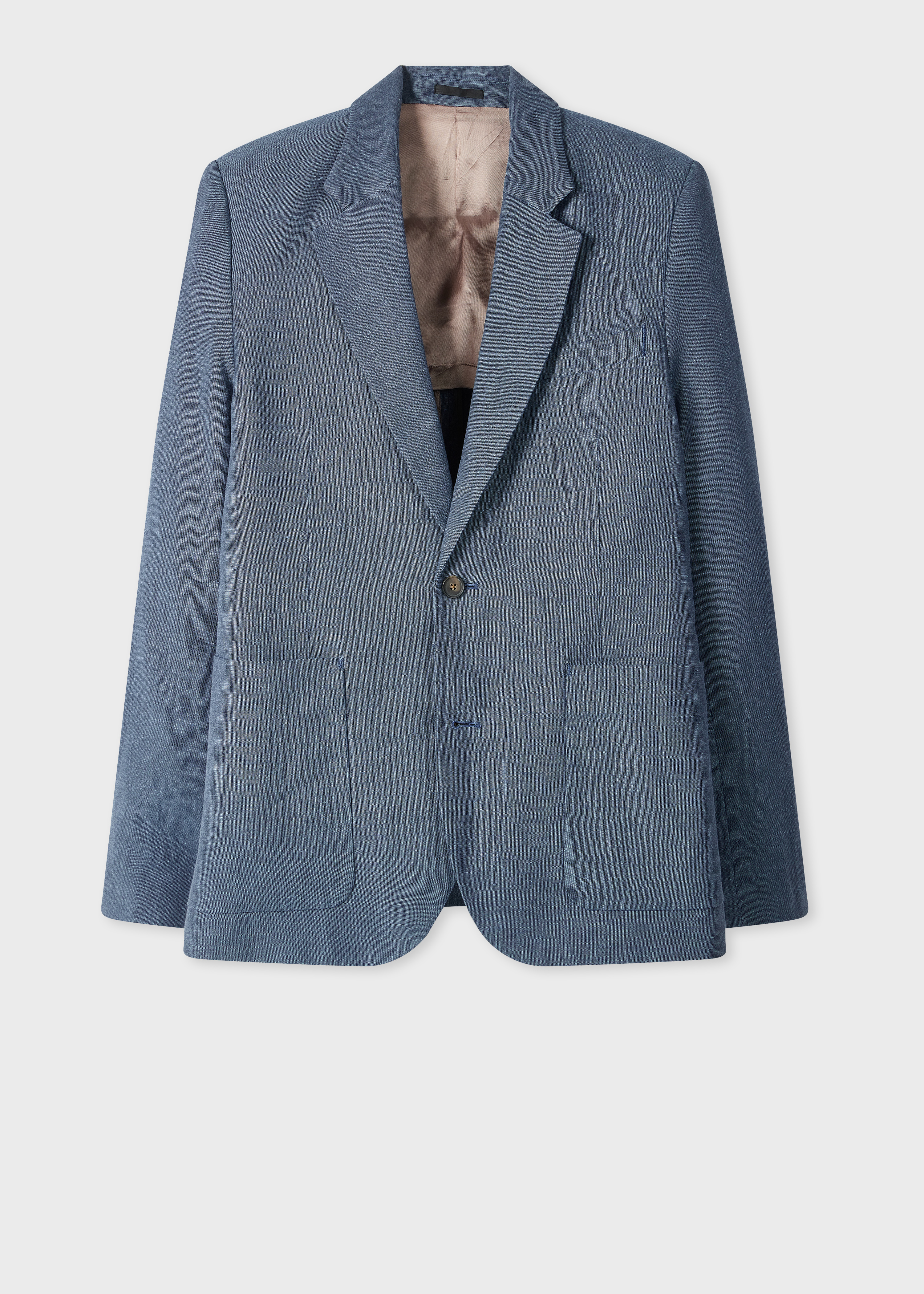 Mid Blue Linen-Cotton Buggy-Lined Blazer primary image