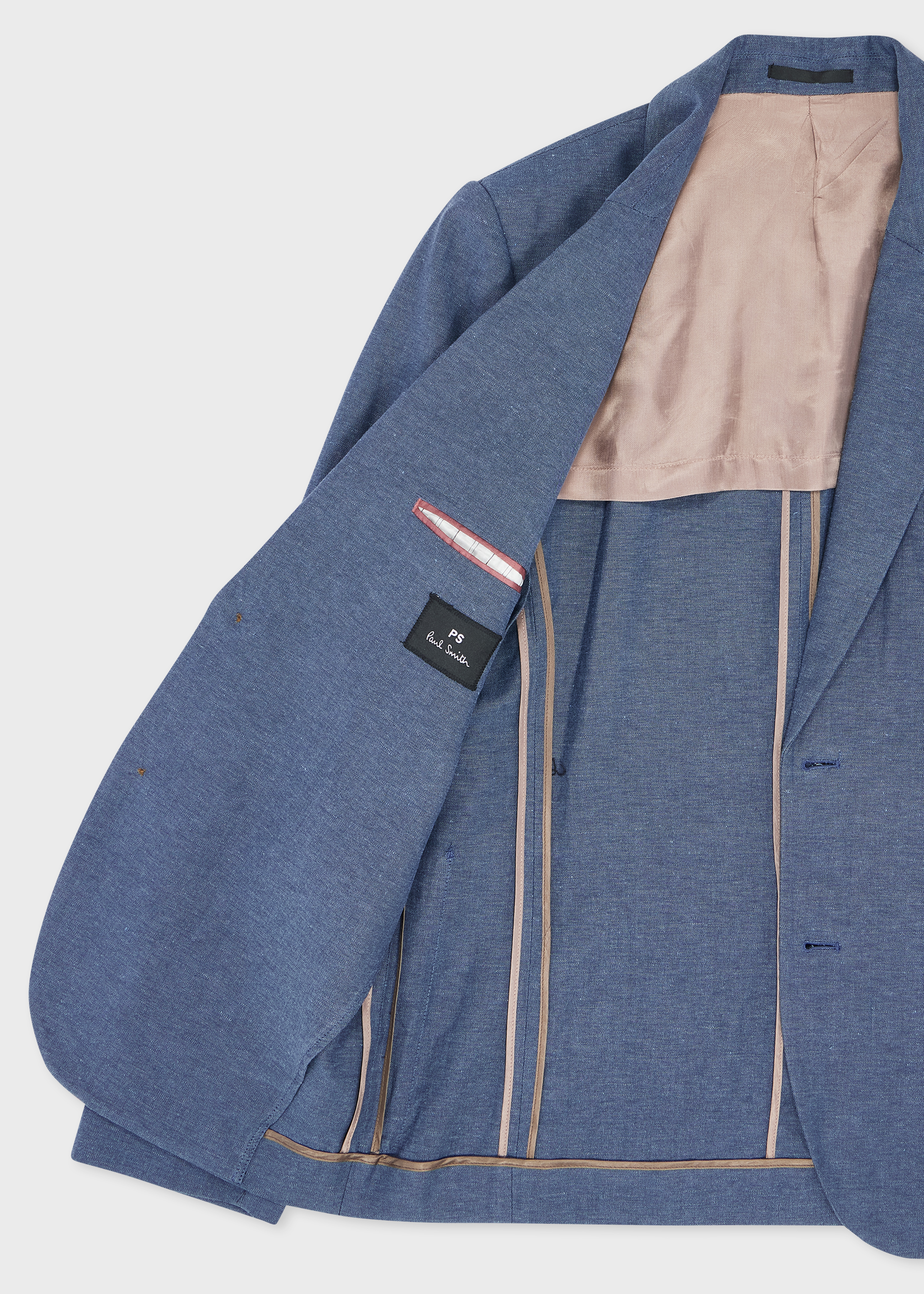 Mid Blue Linen-Cotton Buggy-Lined Blazer thumbnail 3
