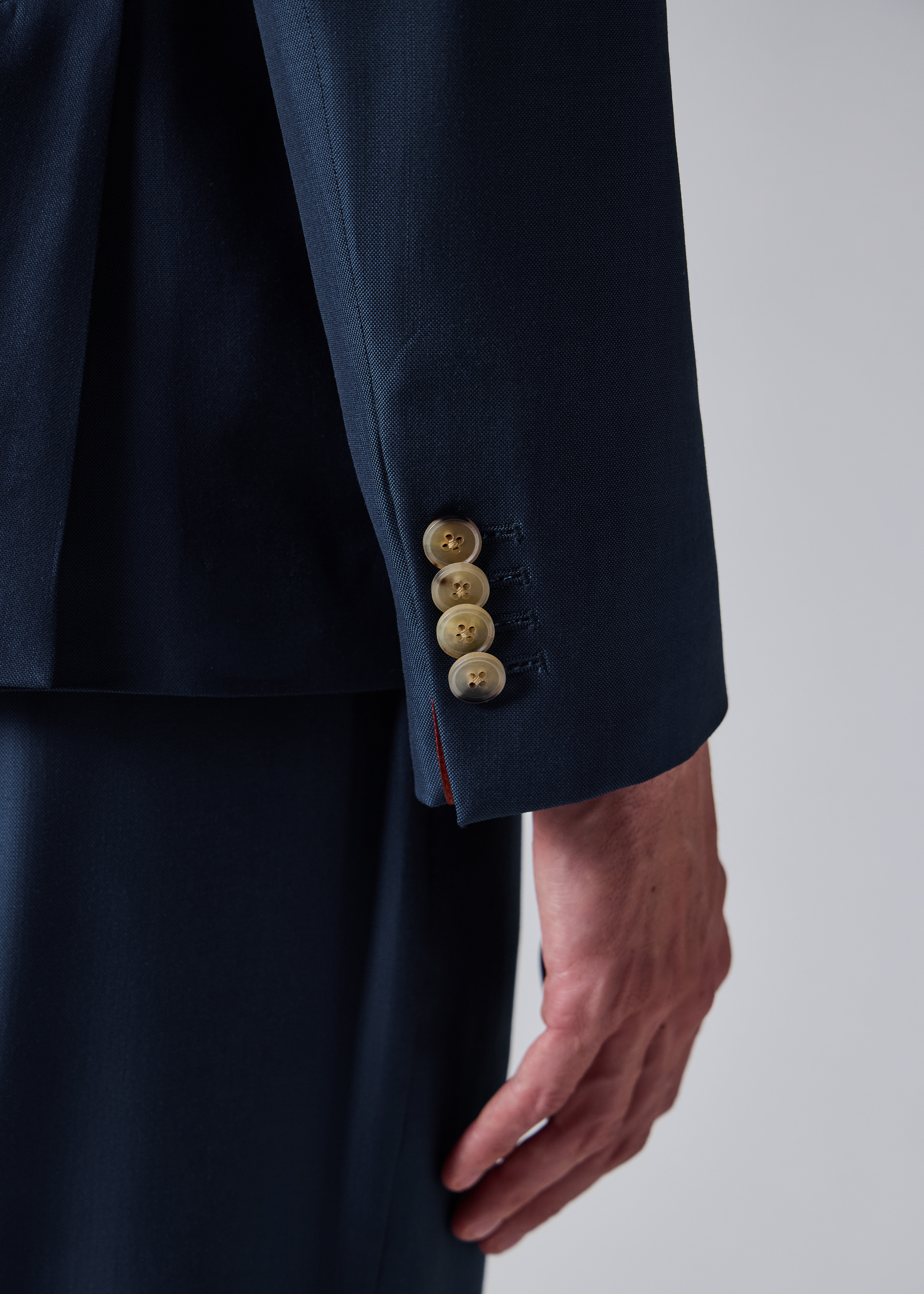 Navy Wool-Viscose Patch-Pocket Blazer thumbnail 7