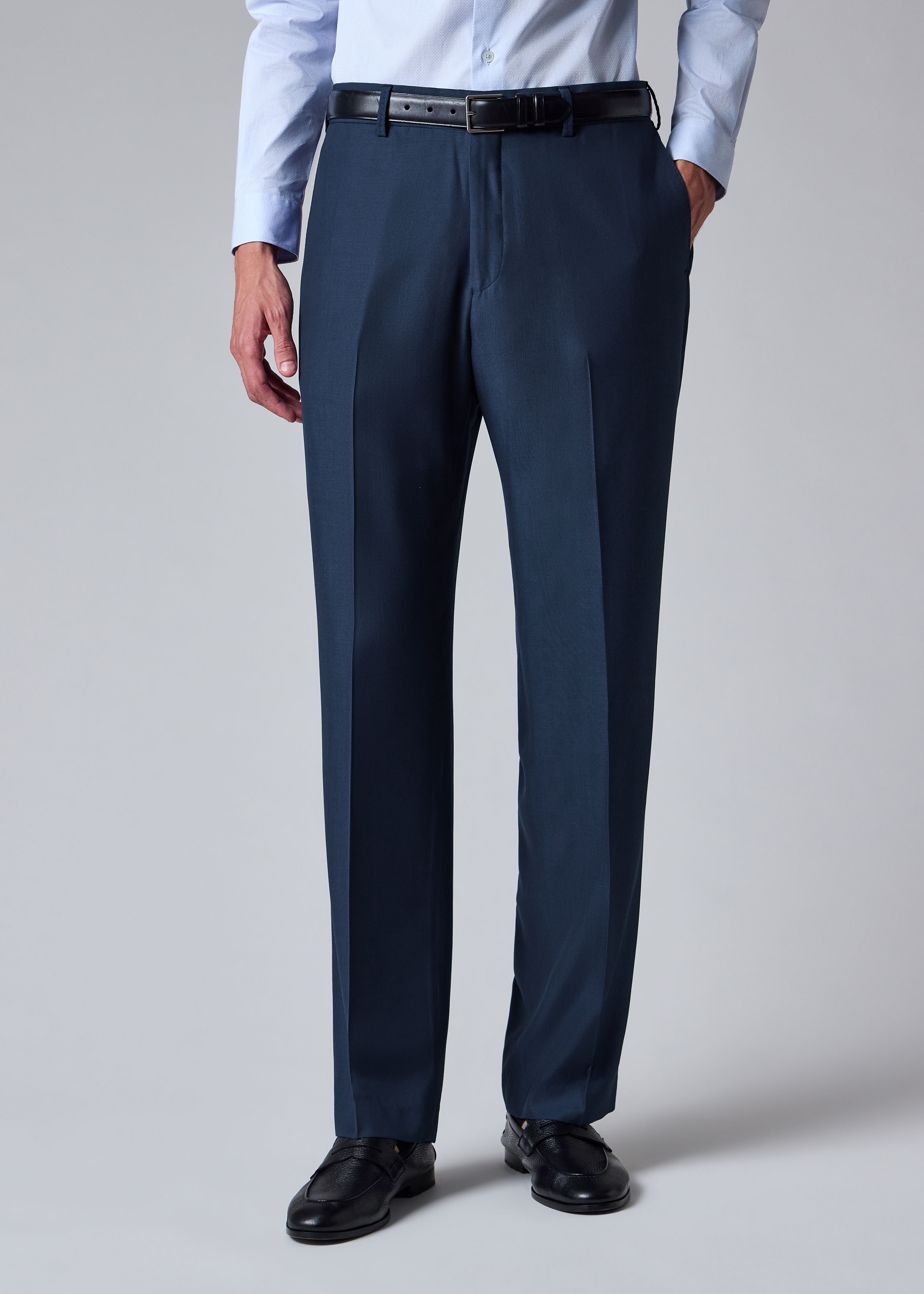Navy Wool-Viscose Trousers thumbnail 2
