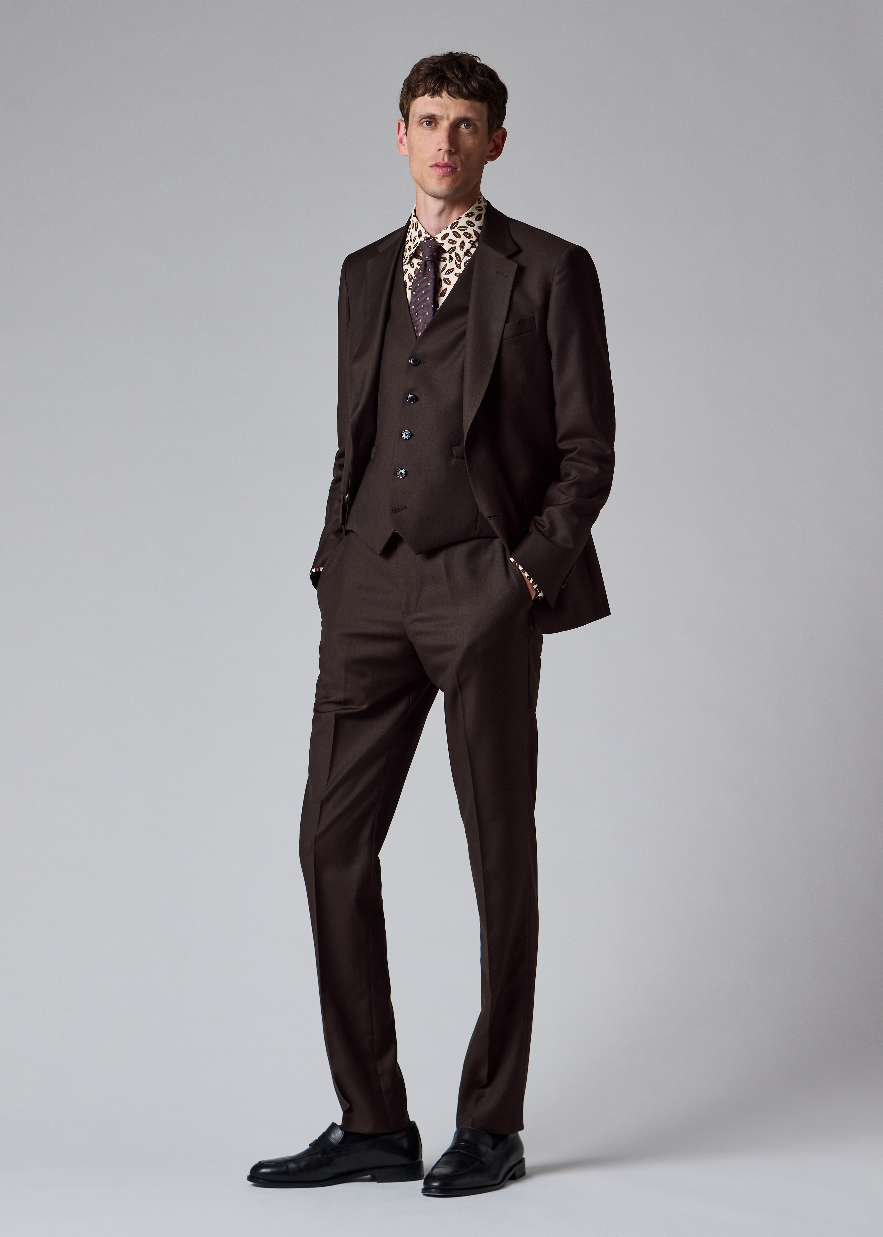 Brown Sharkskin Wool Waistcoat thumbnail 9