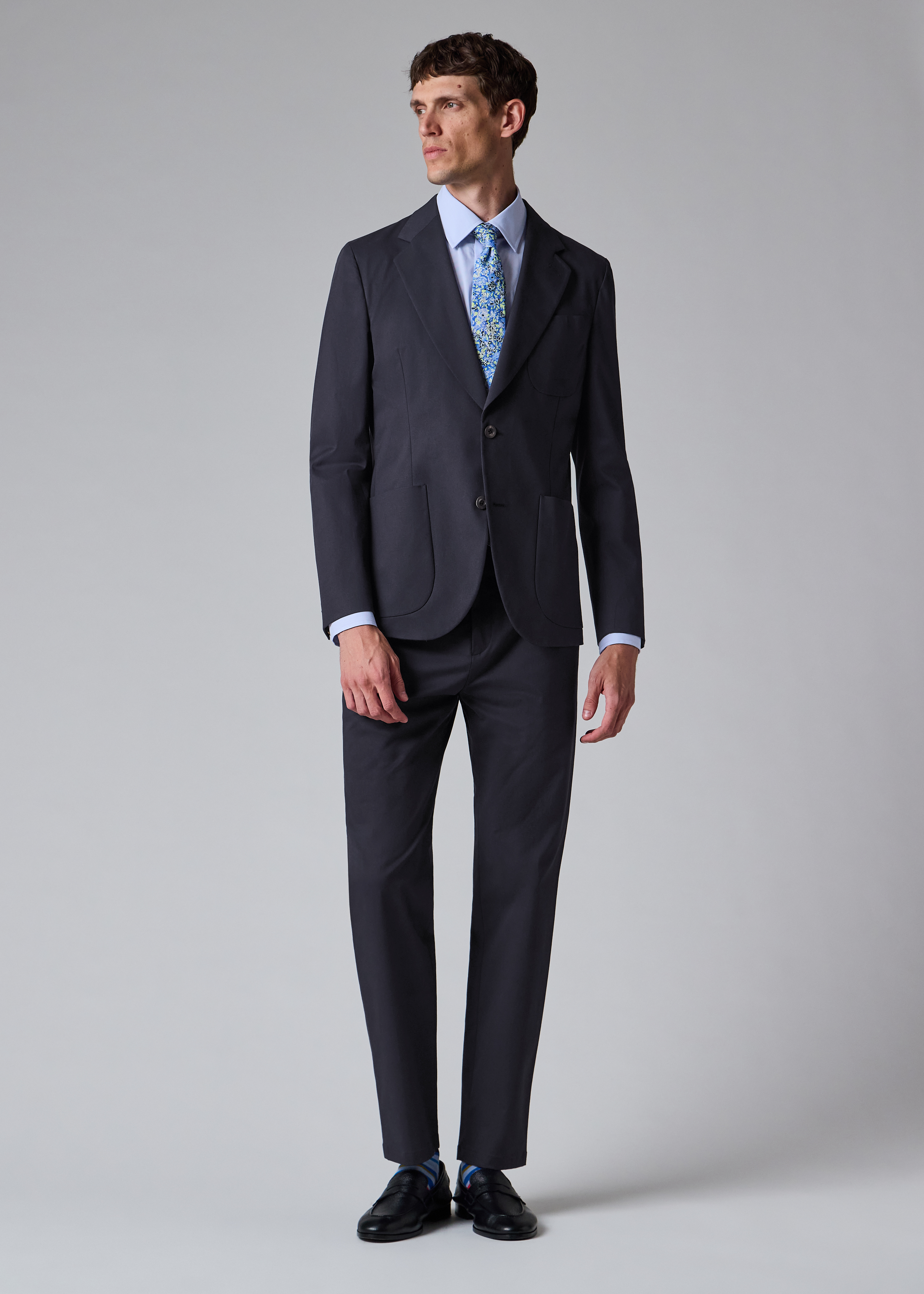 Navy Cotton-Twill Two-Piece Suit thumbnail 2