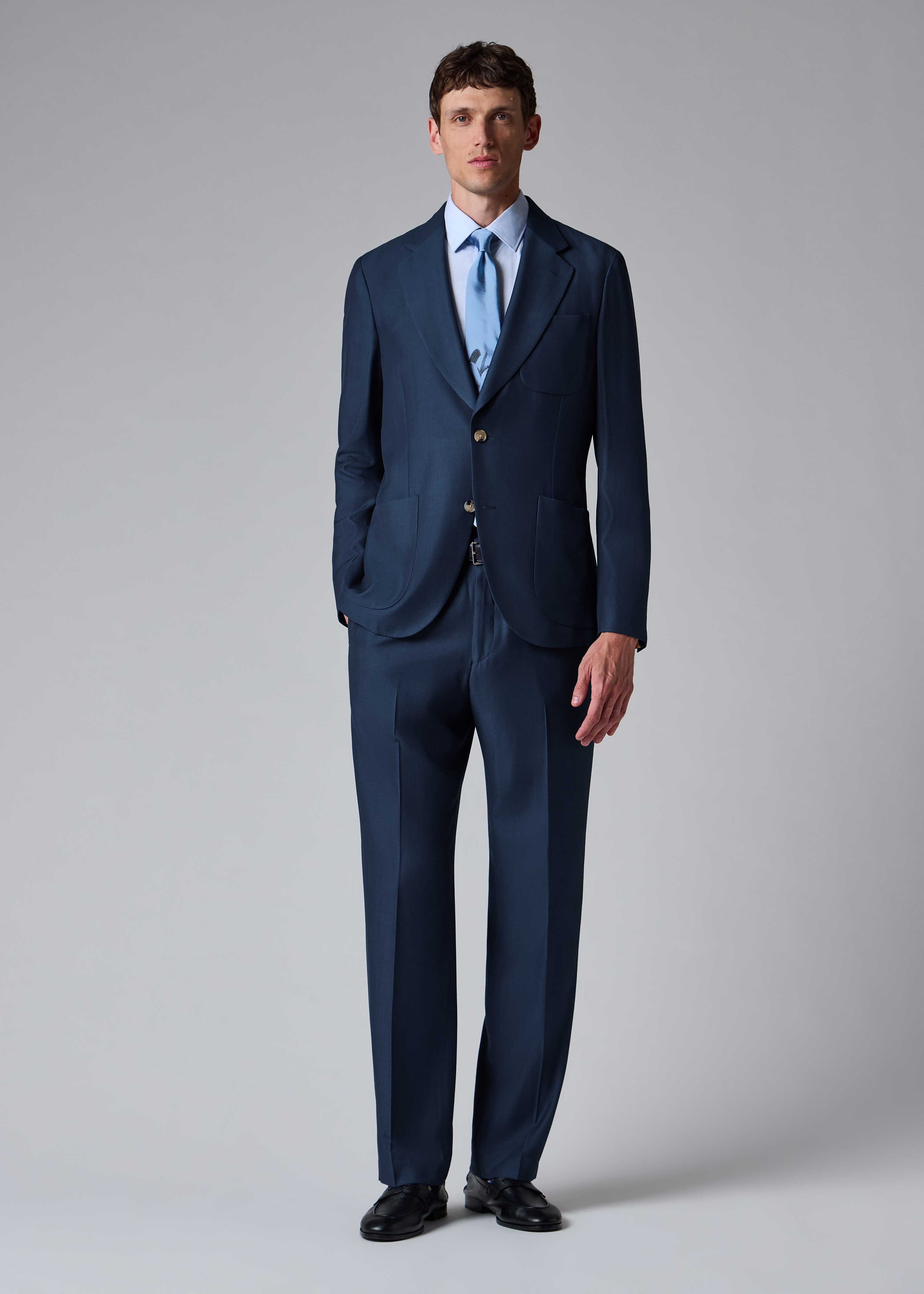 Navy Wool-Viscose Two-Piece Suit thumbnail 2