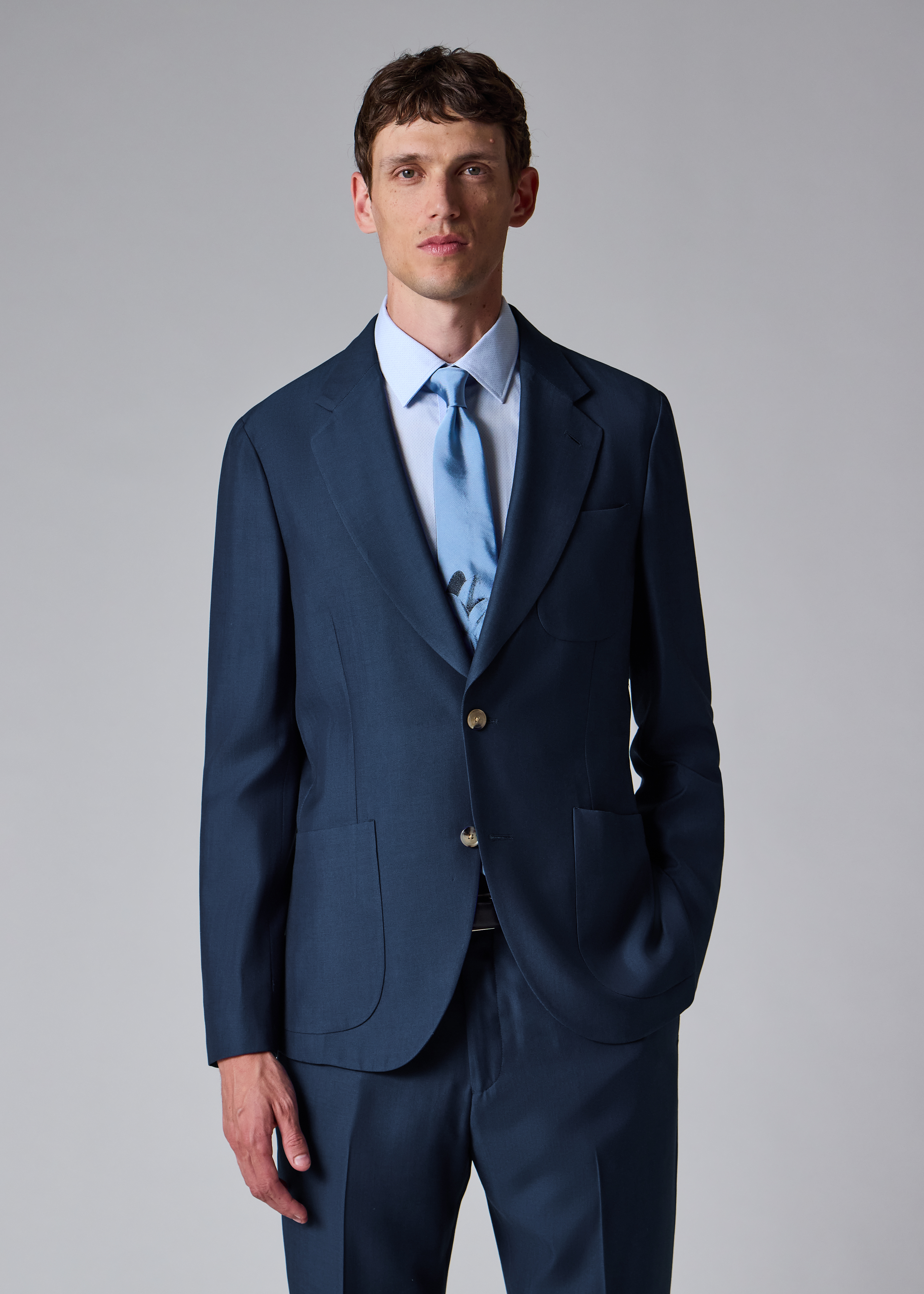 Navy Wool-Viscose Two-Piece Suit thumbnail 4