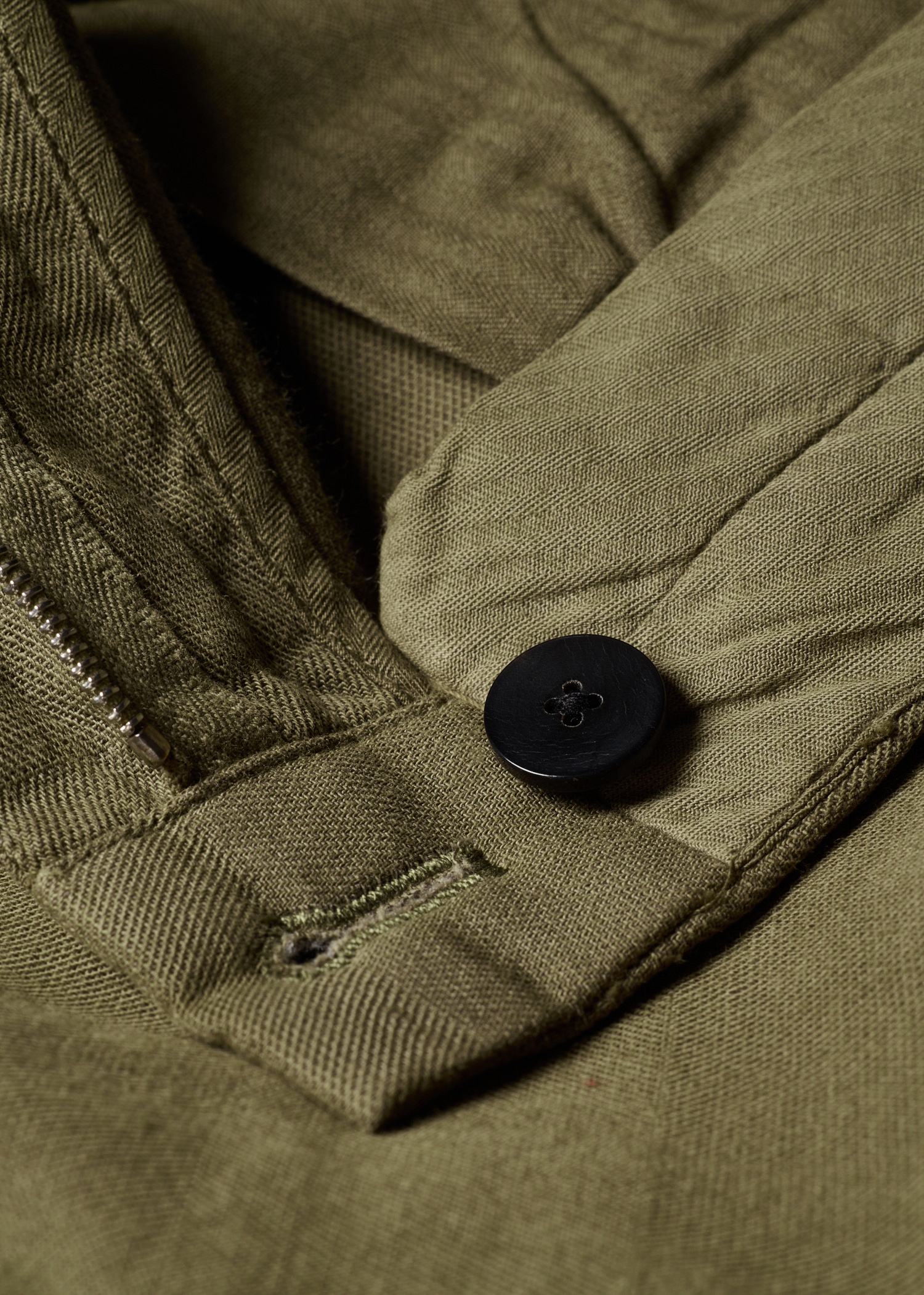 Khaki Green Cotton-Linen Trousers thumbnail 8