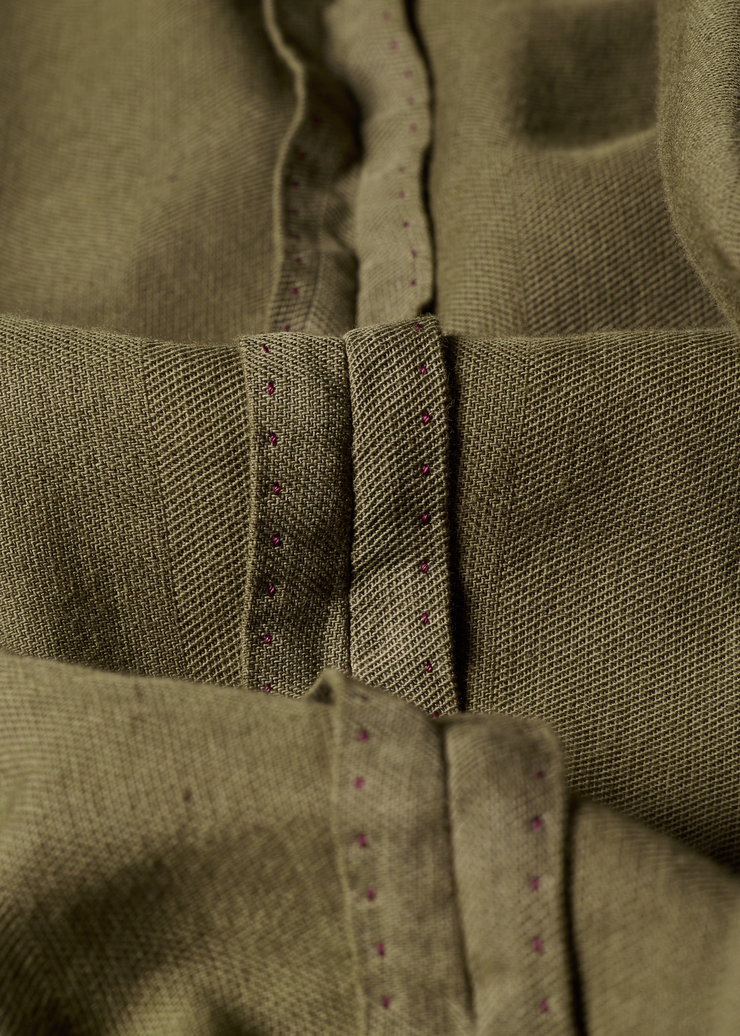 Khaki Green Cotton-Linen Double-Breasted Blazer thumbnail 10