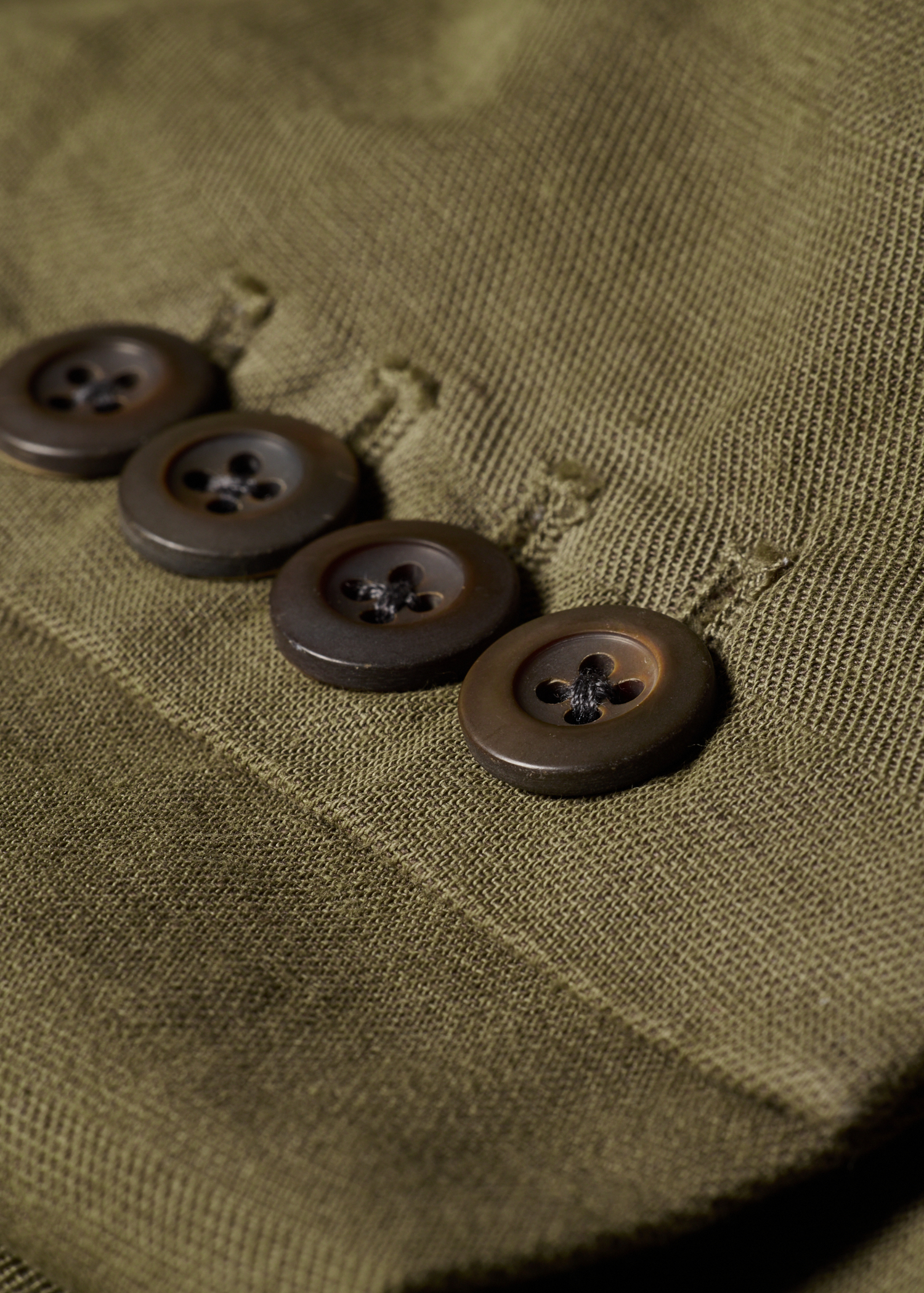 Khaki Green Cotton-Linen Double-Breasted Blazer thumbnail 5