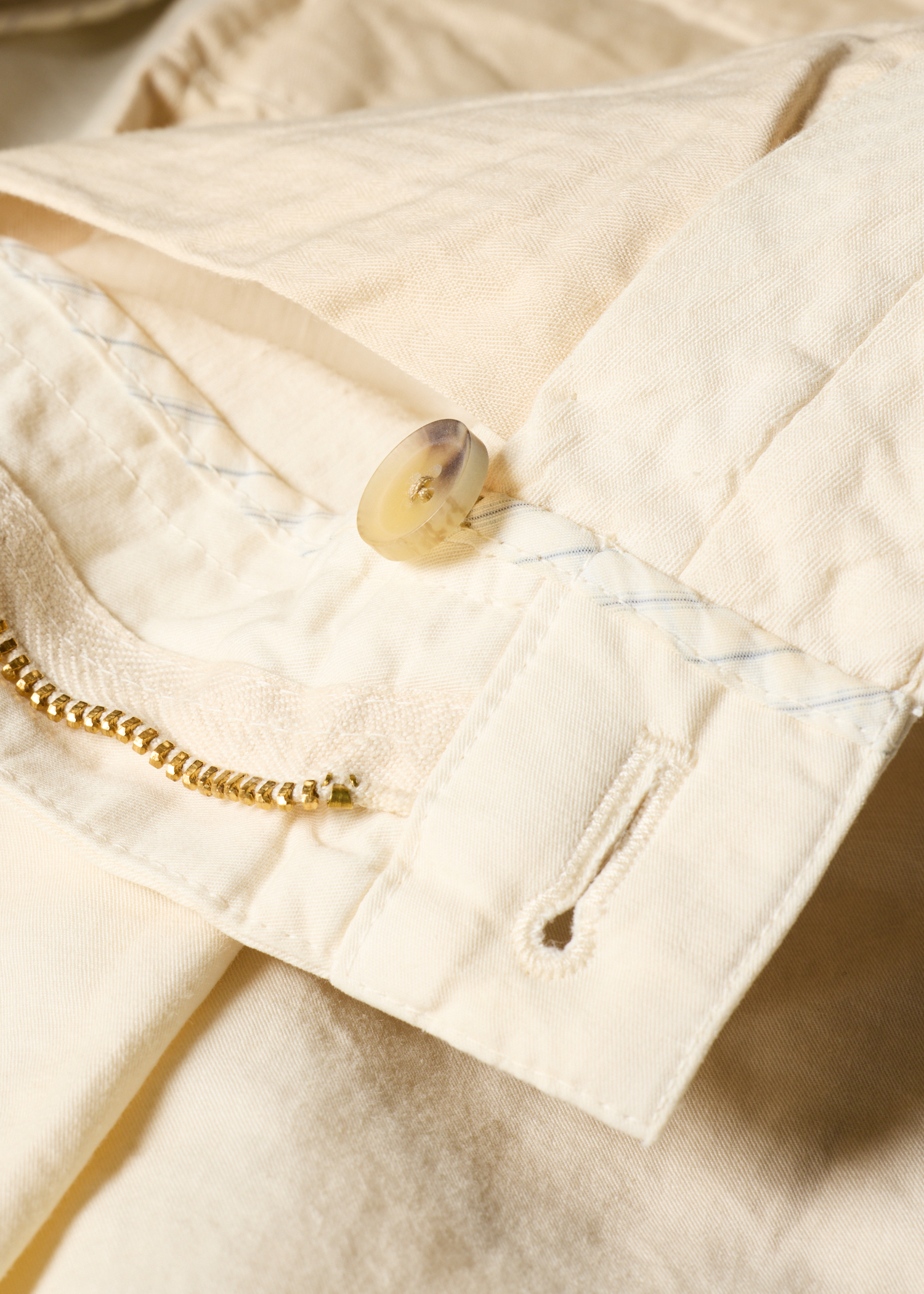 Ecru Cotton-Linen Double Pleat Trousers thumbnail 7
