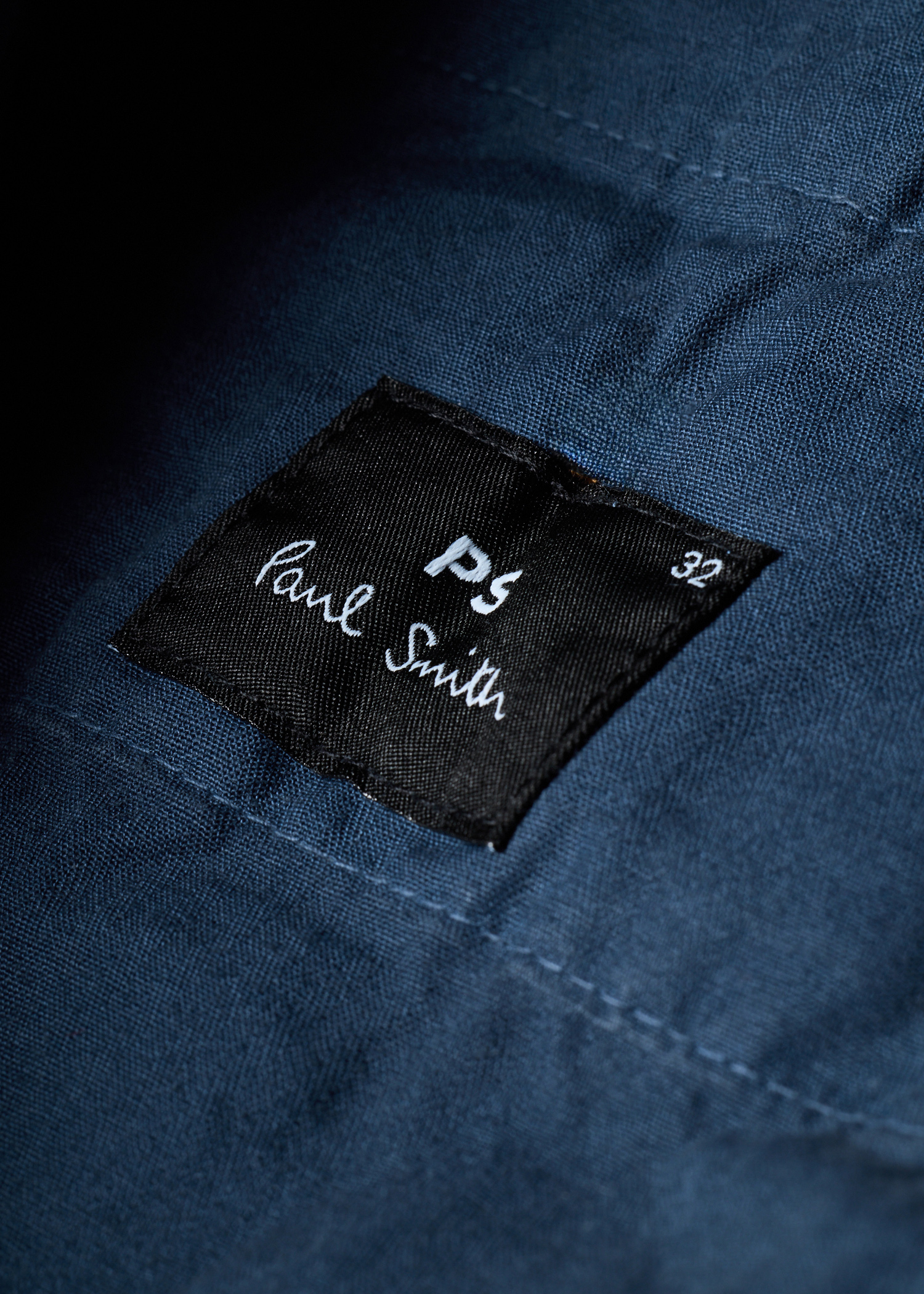 Washed Navy Cotton-Linen Double Pleat Trousers thumbnail 3