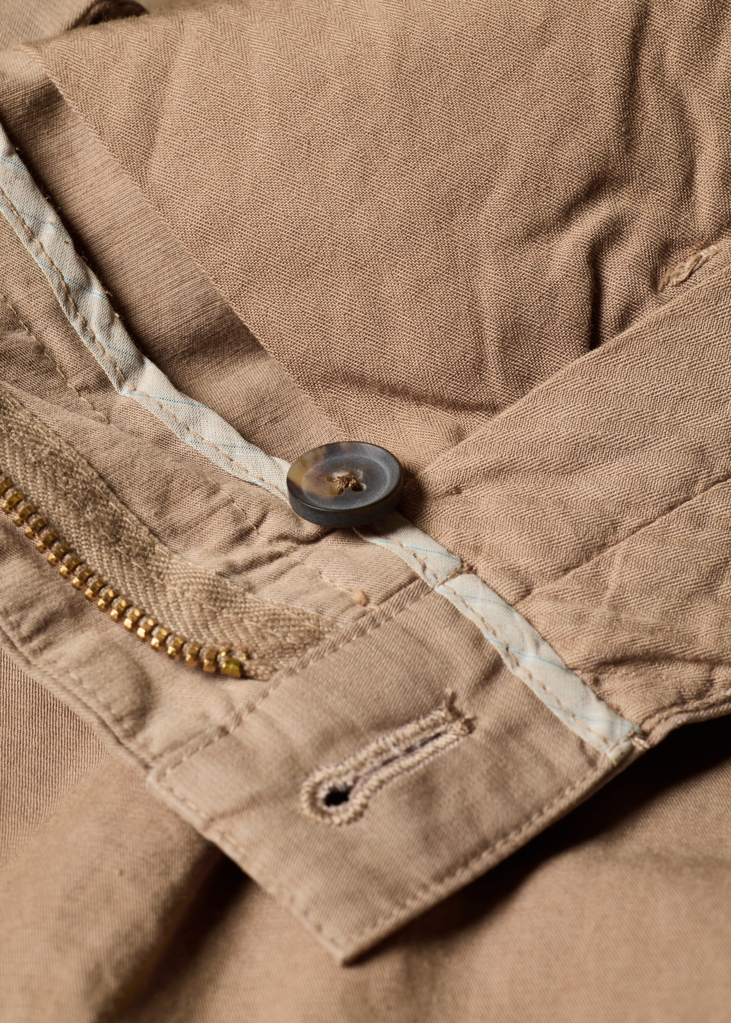 Taupe Cotton-Linen Double Pleat Trousers thumbnail 7