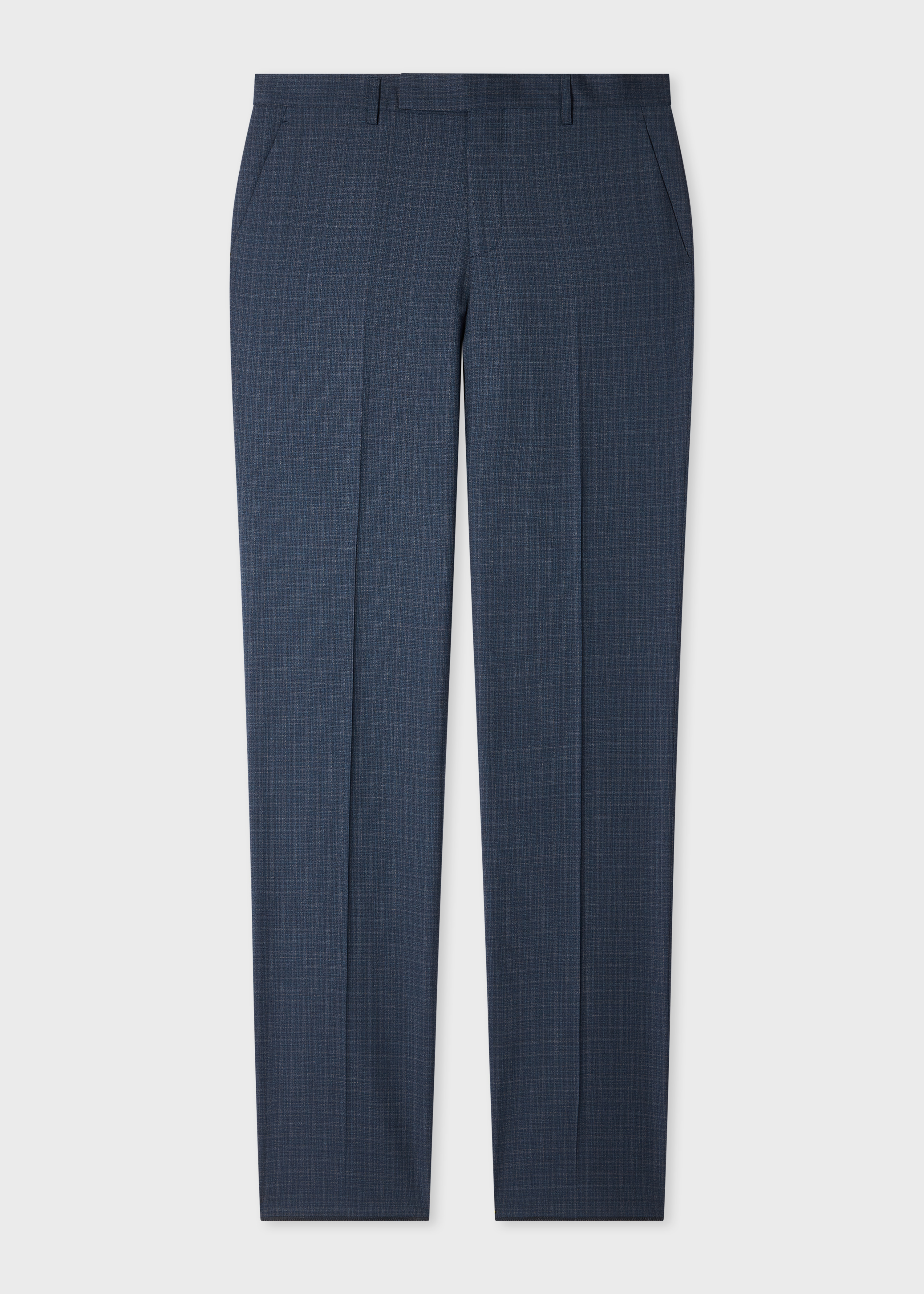 Slim-Fit Mid-Blue Micro Check Wool Trousers primary image