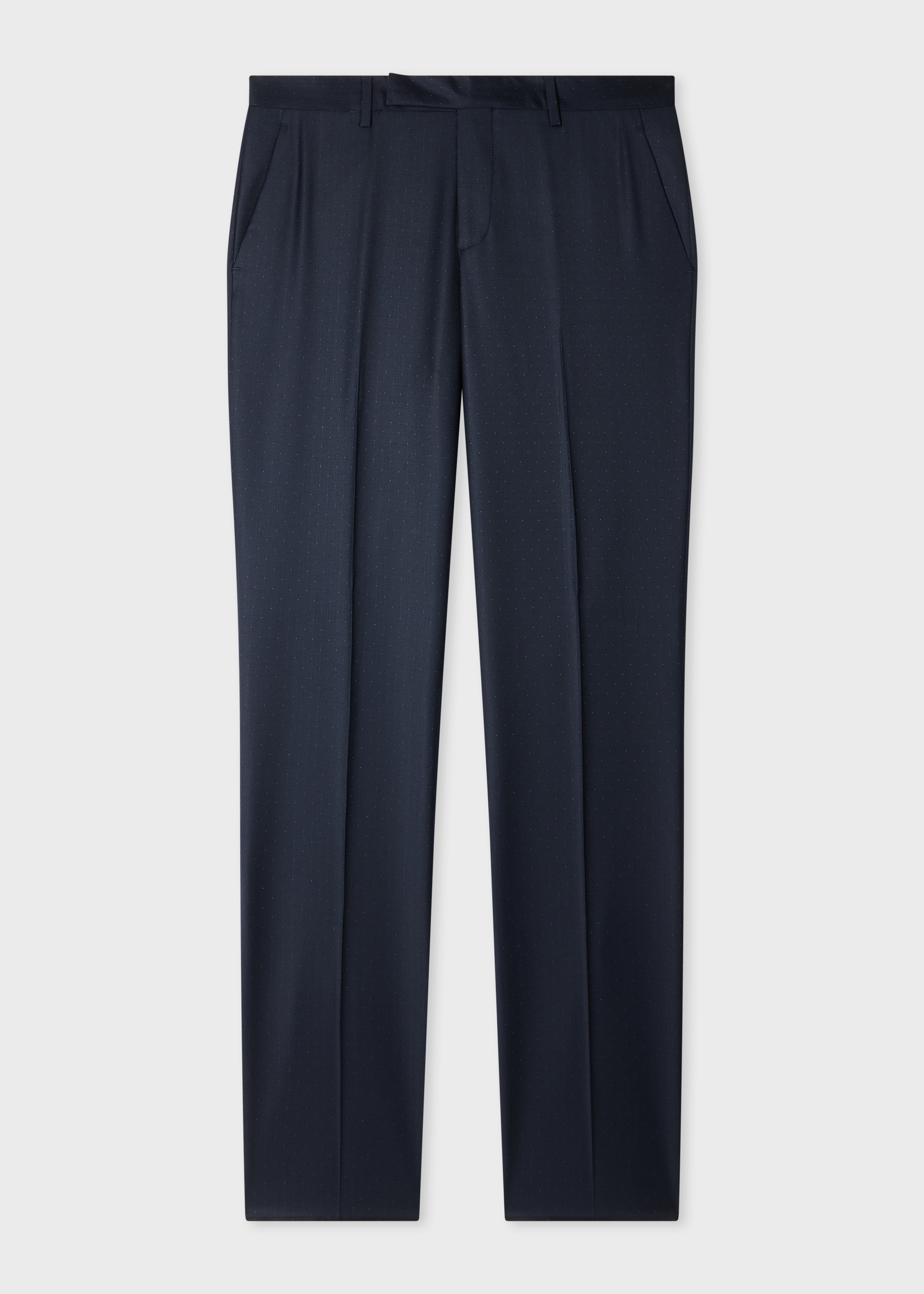 Slim-Fit Navy Pin Dot Wool Trousers primary image