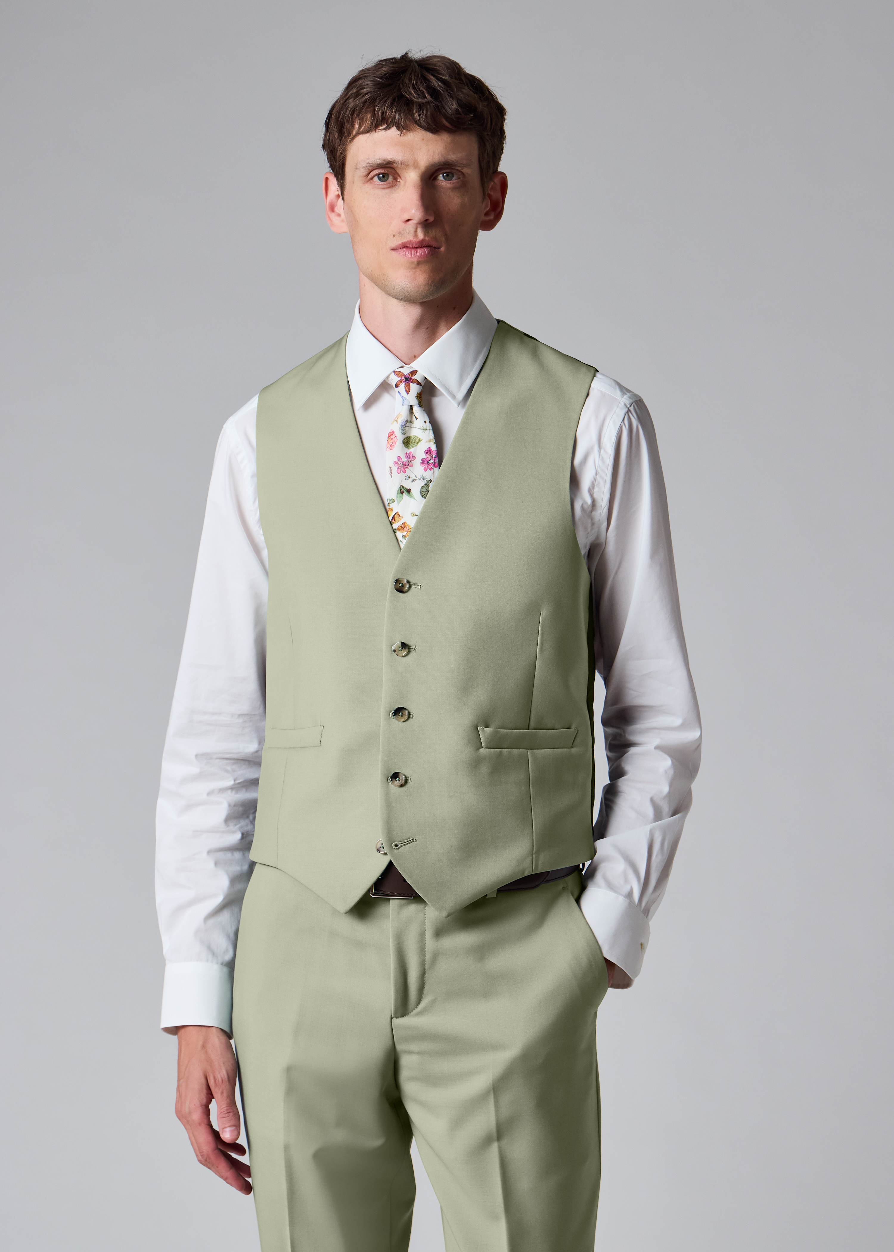 Sage Green Wool-Mohair Waistcoat thumbnail 2
