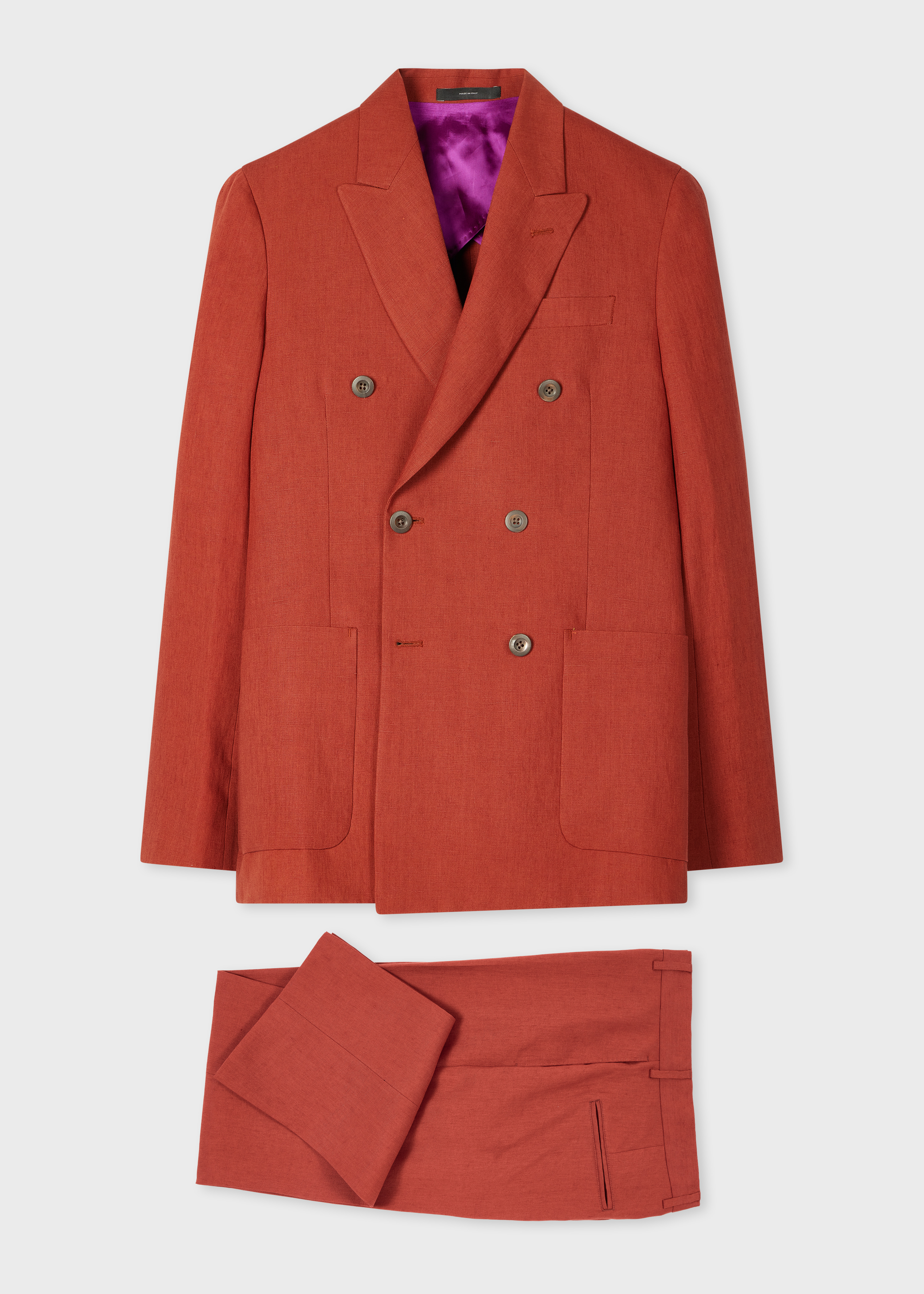 Rust Red Double-Breasted Linen Two-Piece Suit primary image
