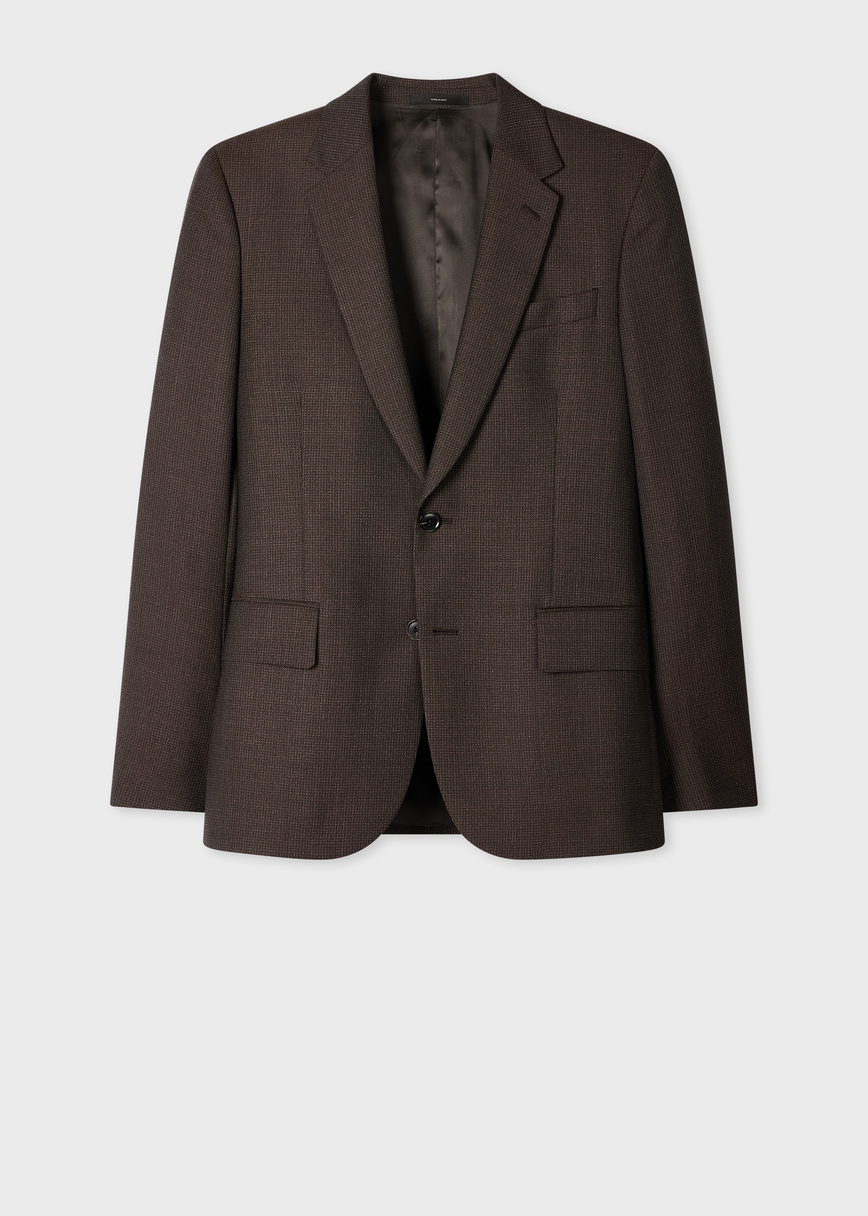 The Soho - Tailored-Fit Brown Micro-Check Wool Blazer primary image