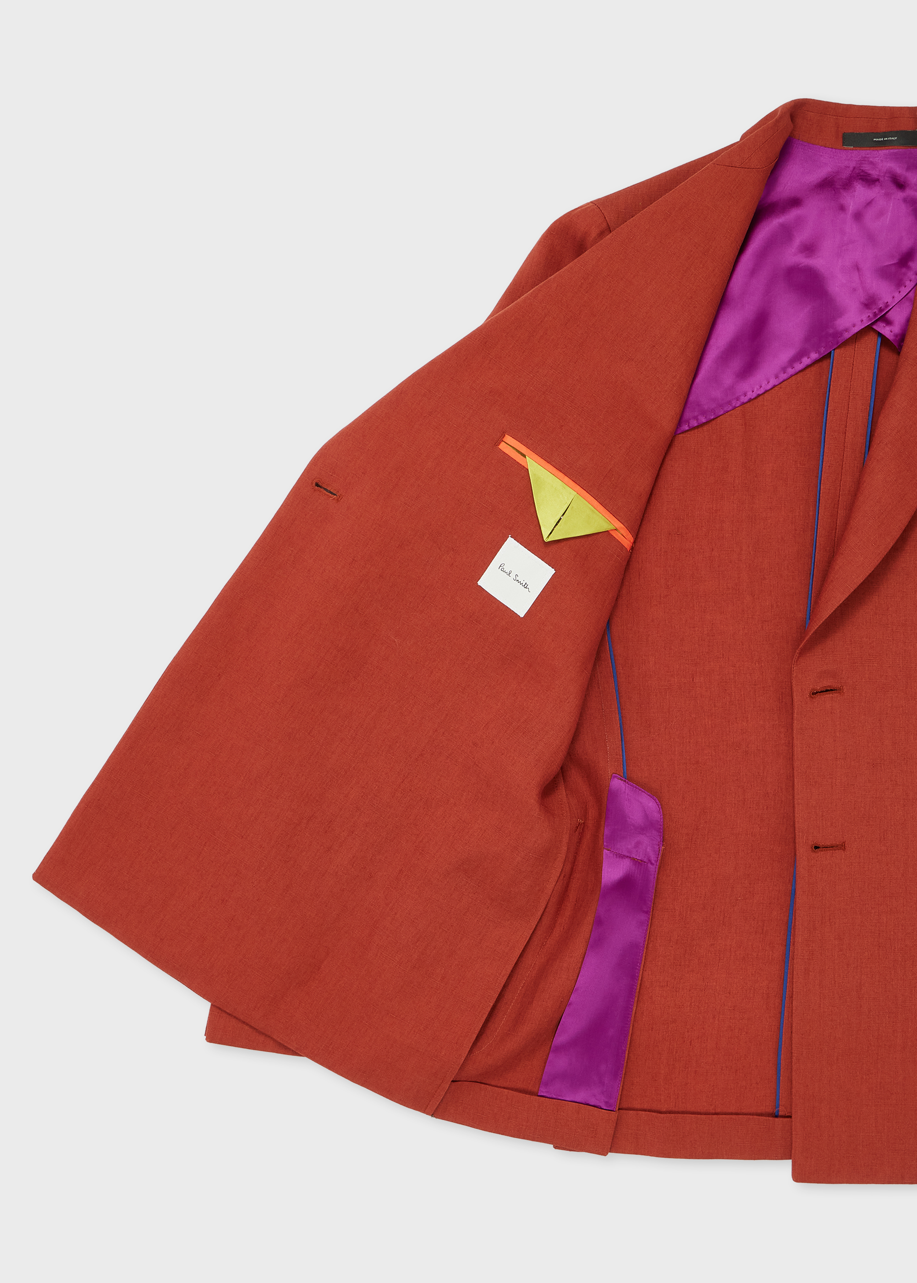 Rust Red Double-Breasted Linen Short Suit thumbnail 3