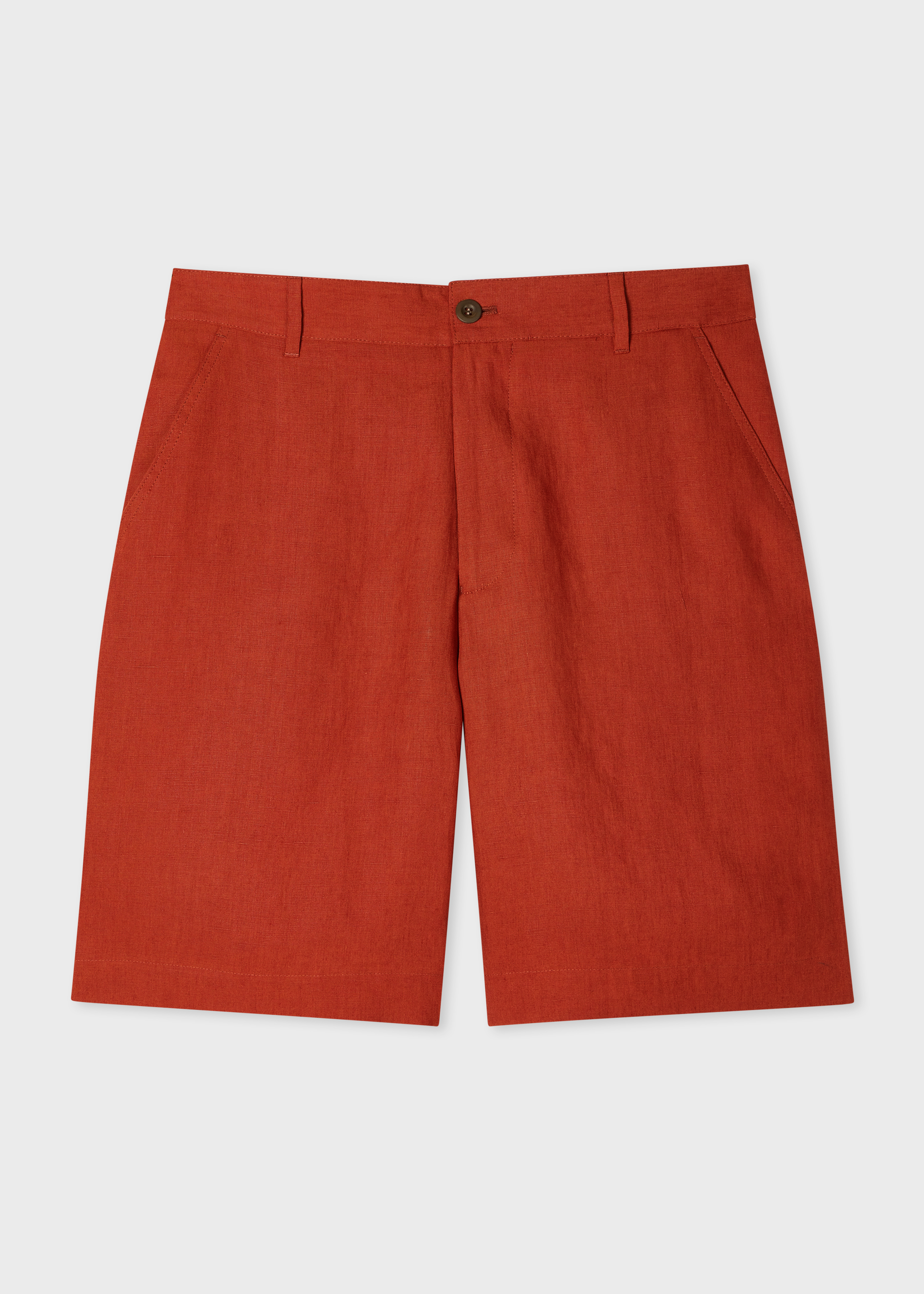 Rust Red Double-Breasted Linen Short Suit thumbnail 2