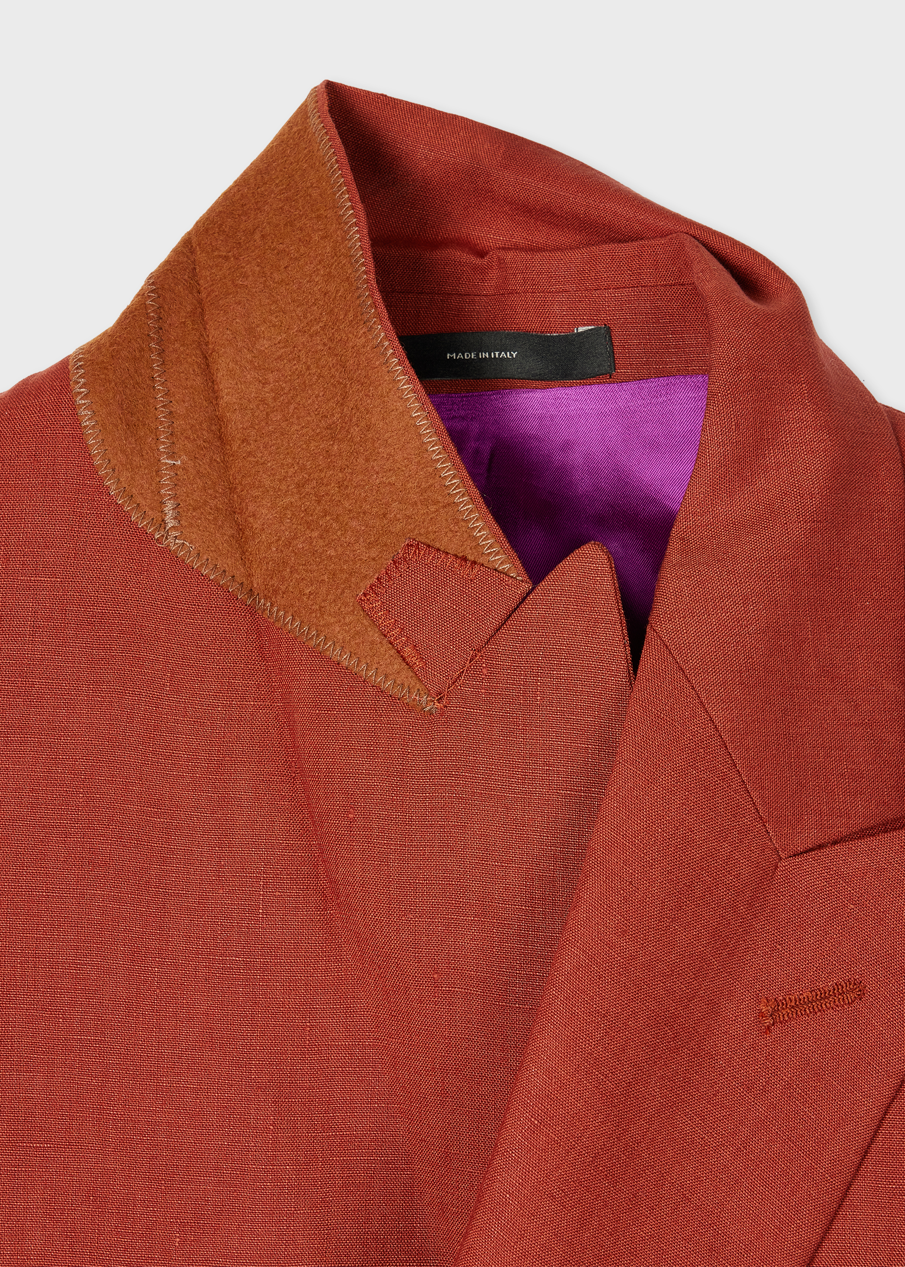 Rust Red Double-Breasted Linen Short Suit thumbnail 5