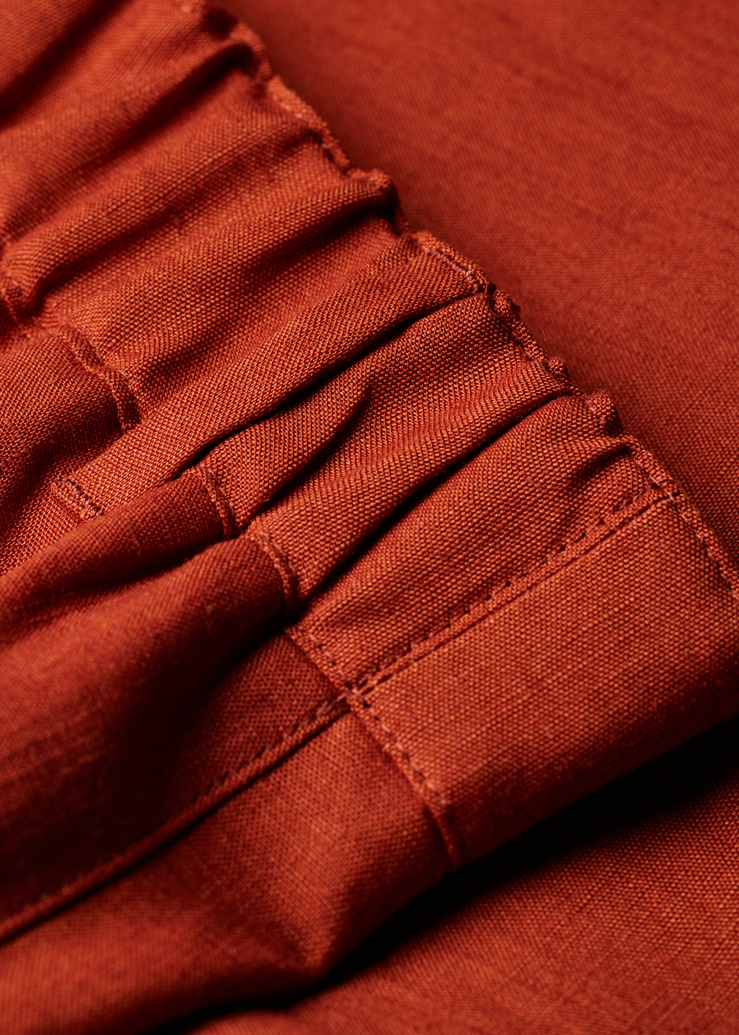 Rust Red Double-Breasted Linen Short Suit thumbnail 7
