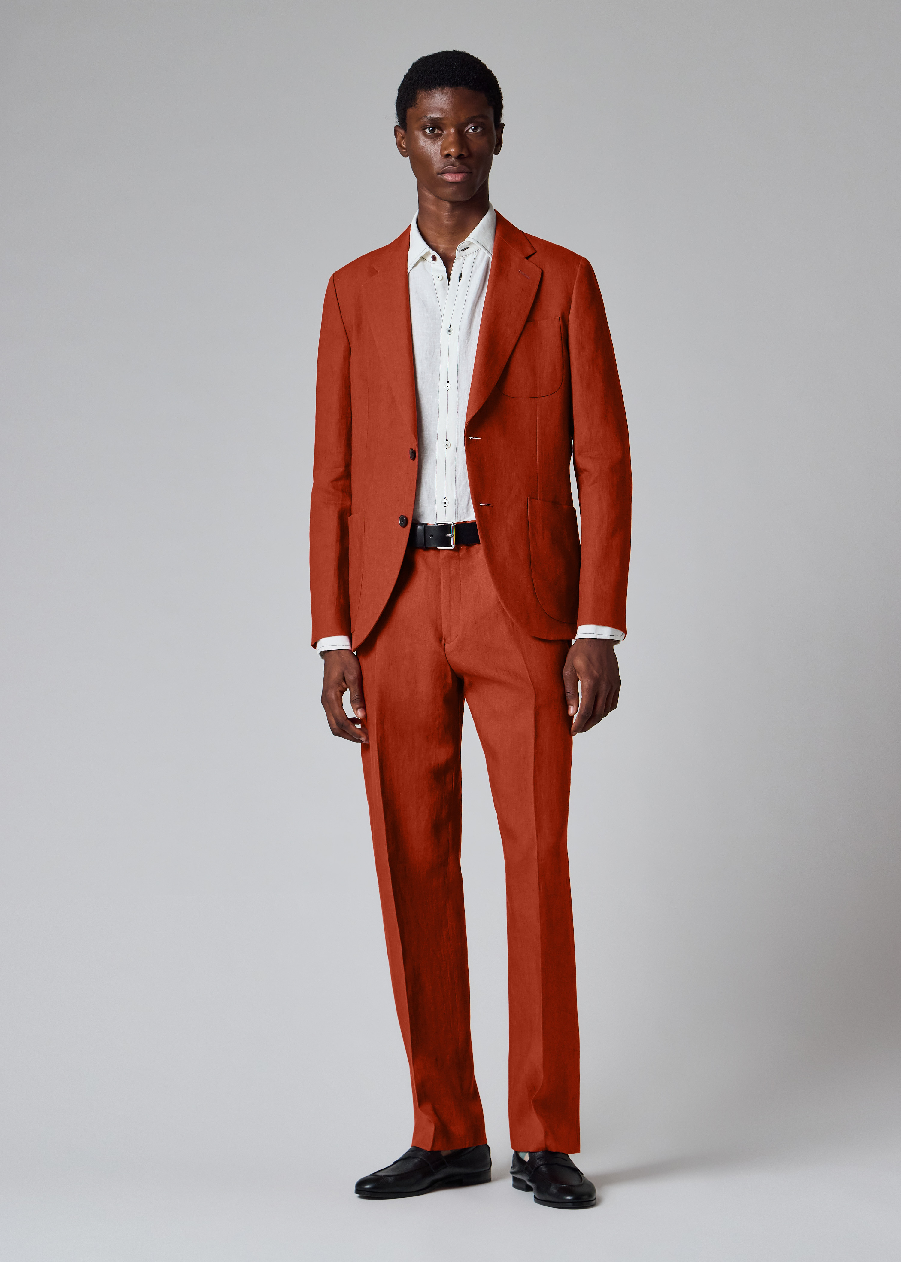 The Soho - Rust Red Linen Two-Button Blazer thumbnail 8