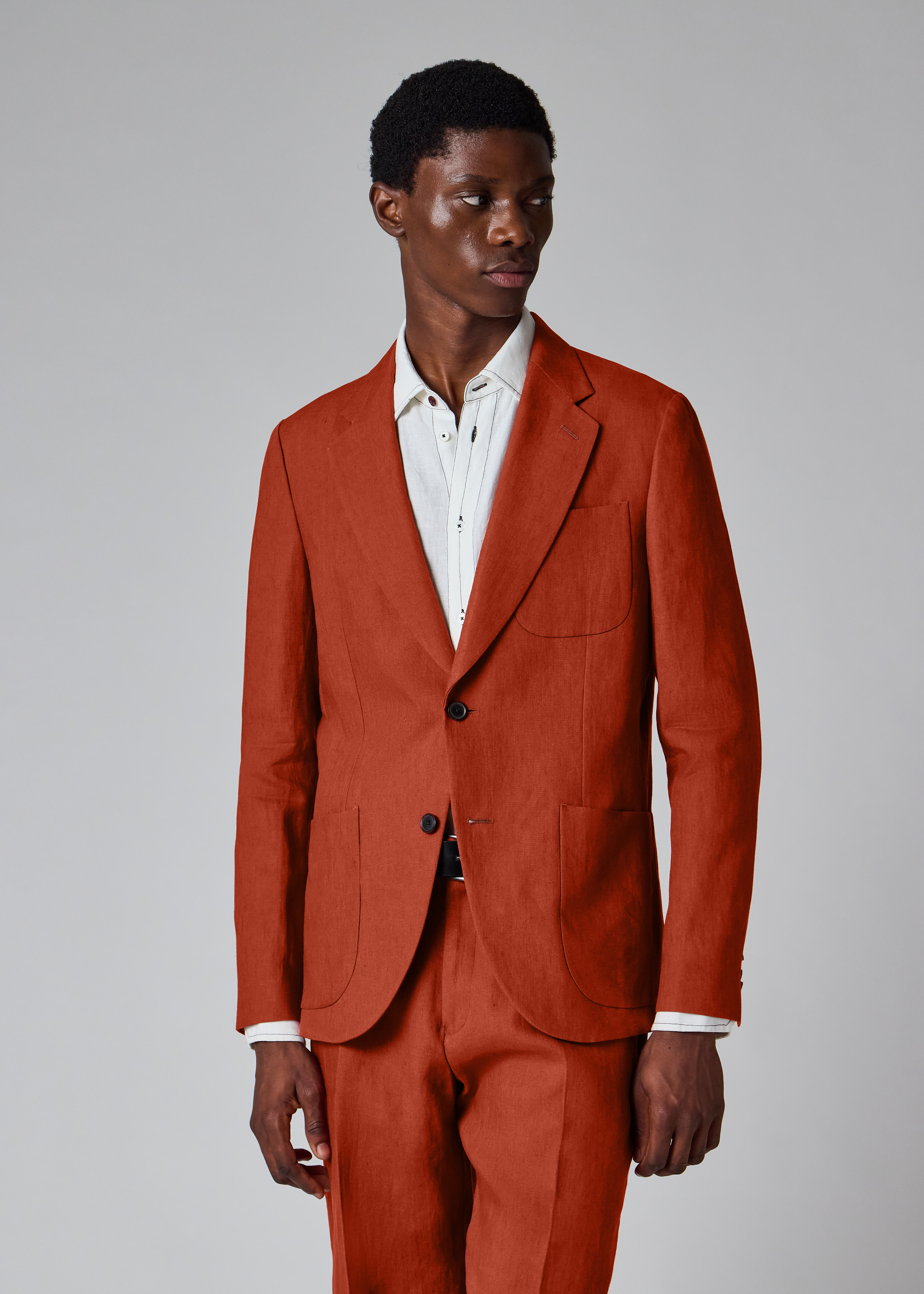 The Soho - Rust Red Linen Two-Button Blazer thumbnail 2