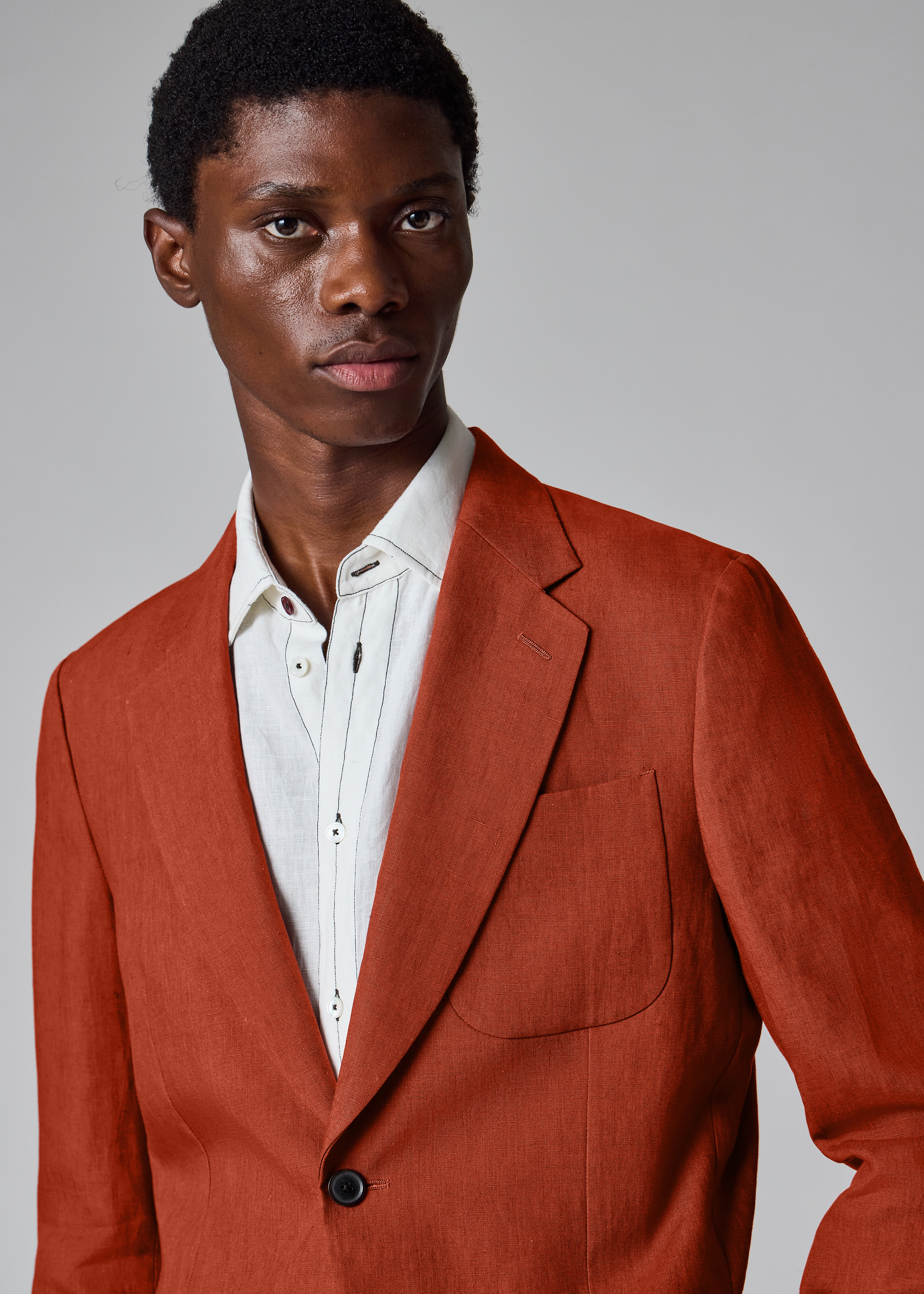 The Soho - Rust Red Linen Two-Button Blazer thumbnail 6