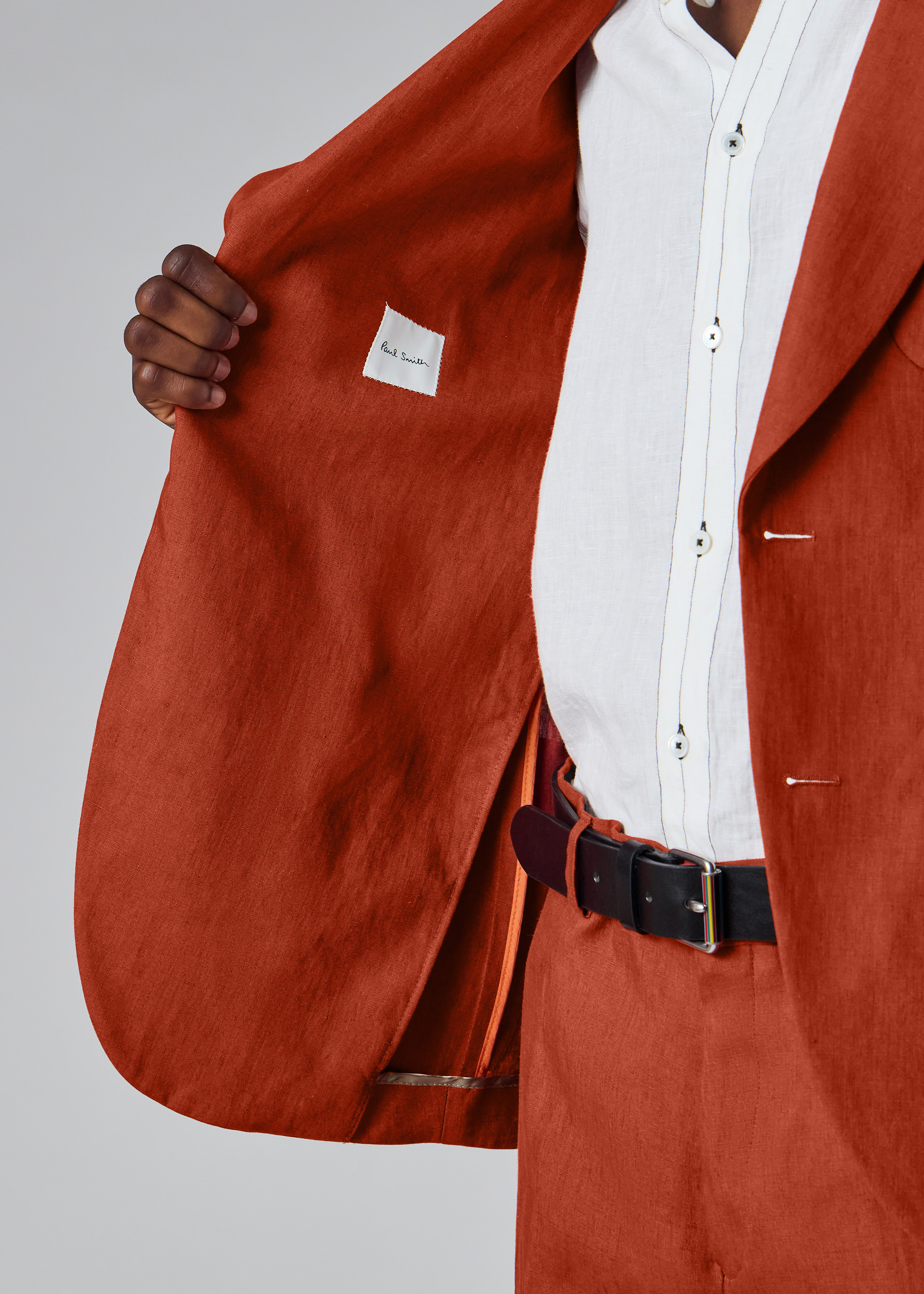 The Soho - Rust Red Linen Two-Button Blazer thumbnail 4