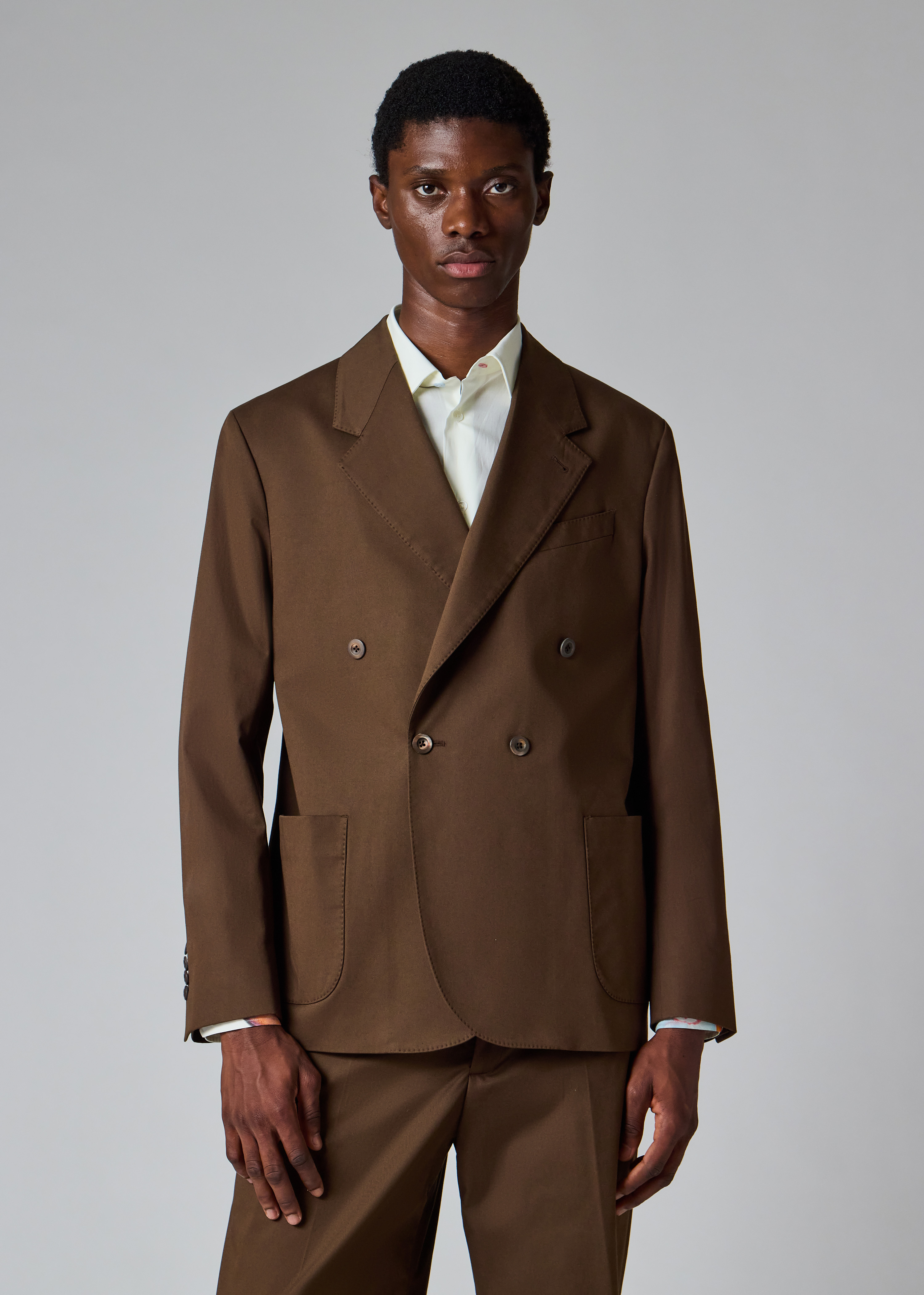 Brown Cotton-Twill Double-Breasted Suit thumbnail 5