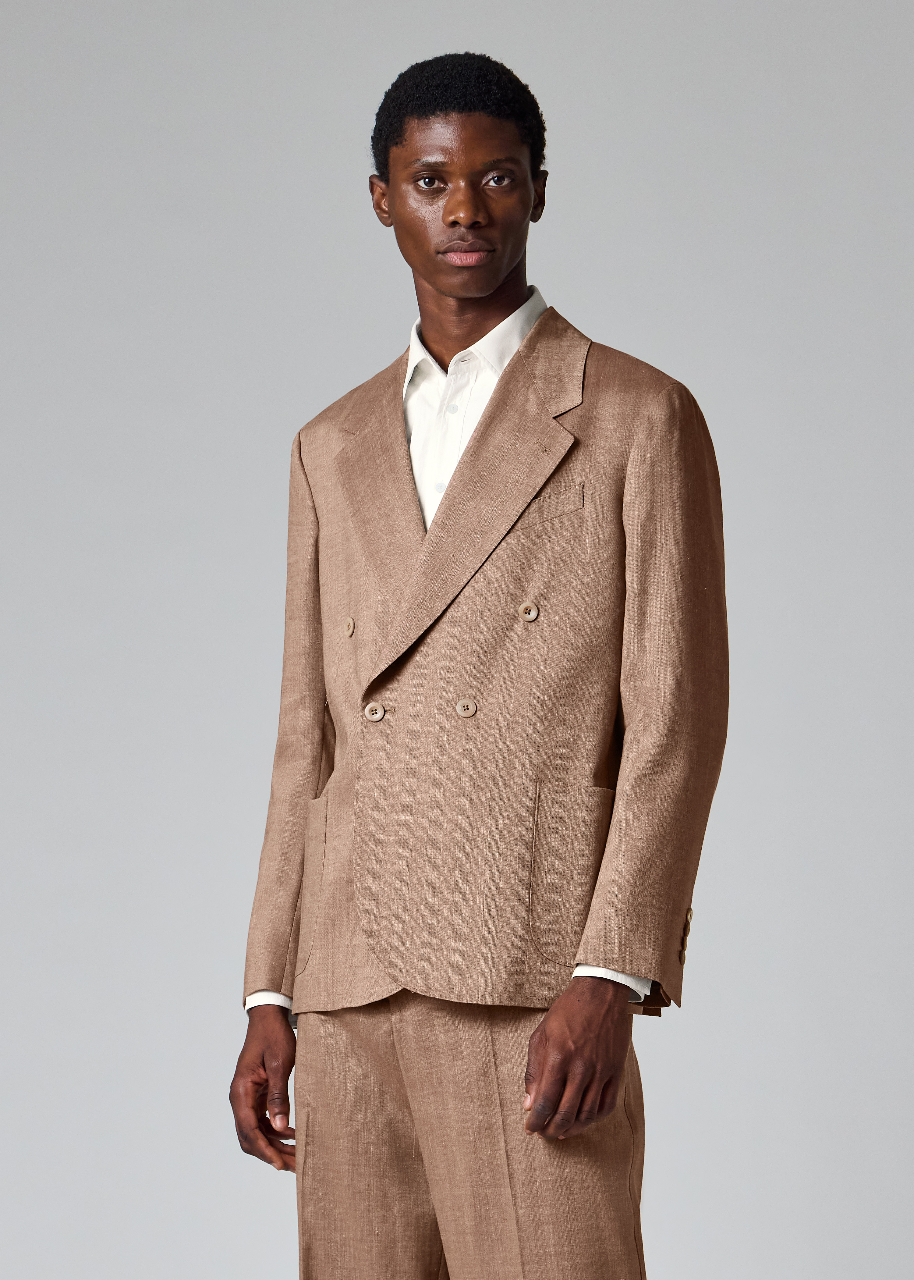 Brown Iridescent Wool-Linen Suit thumbnail 4
