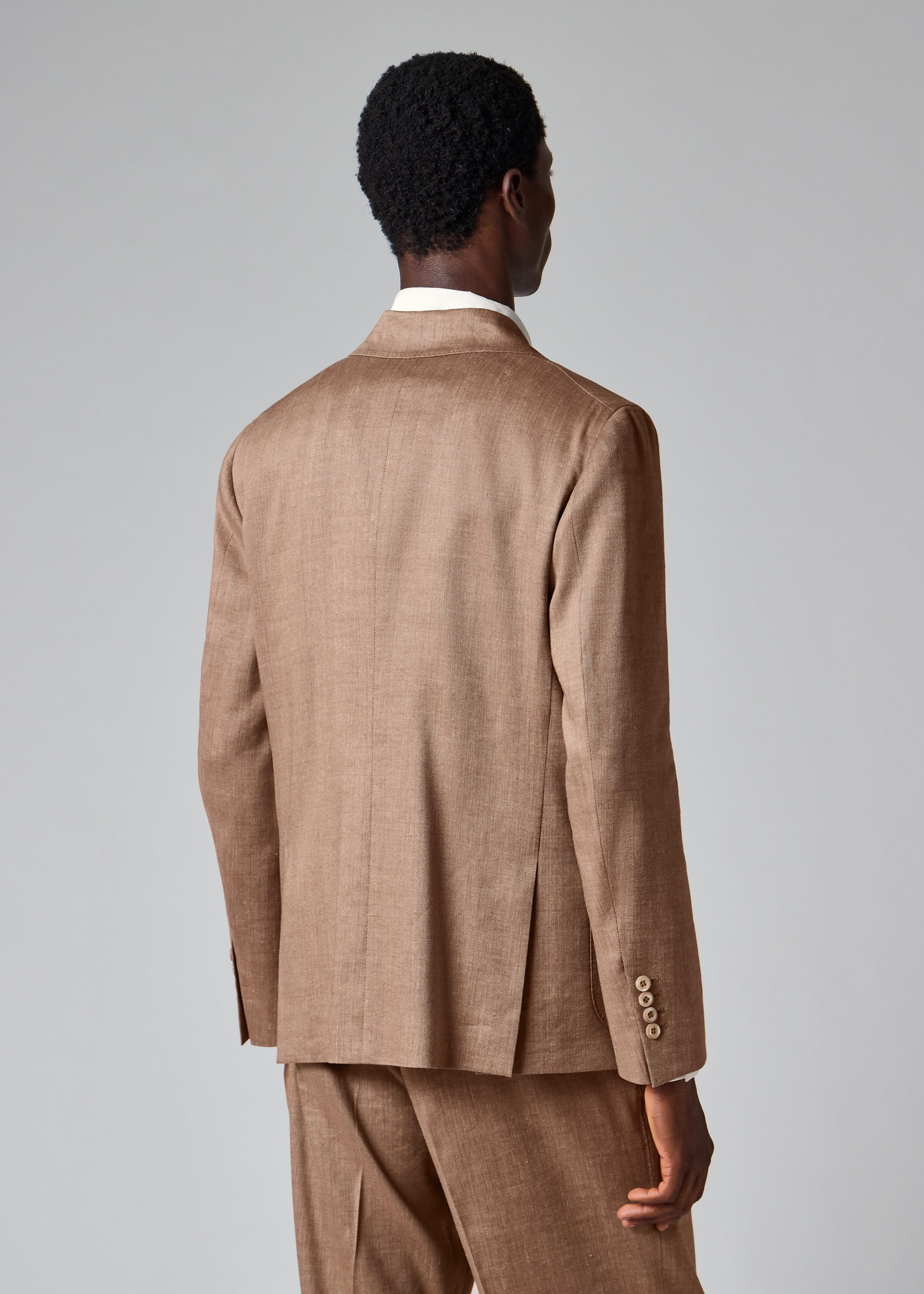Brown Iridescent Wool-Linen Suit thumbnail 6