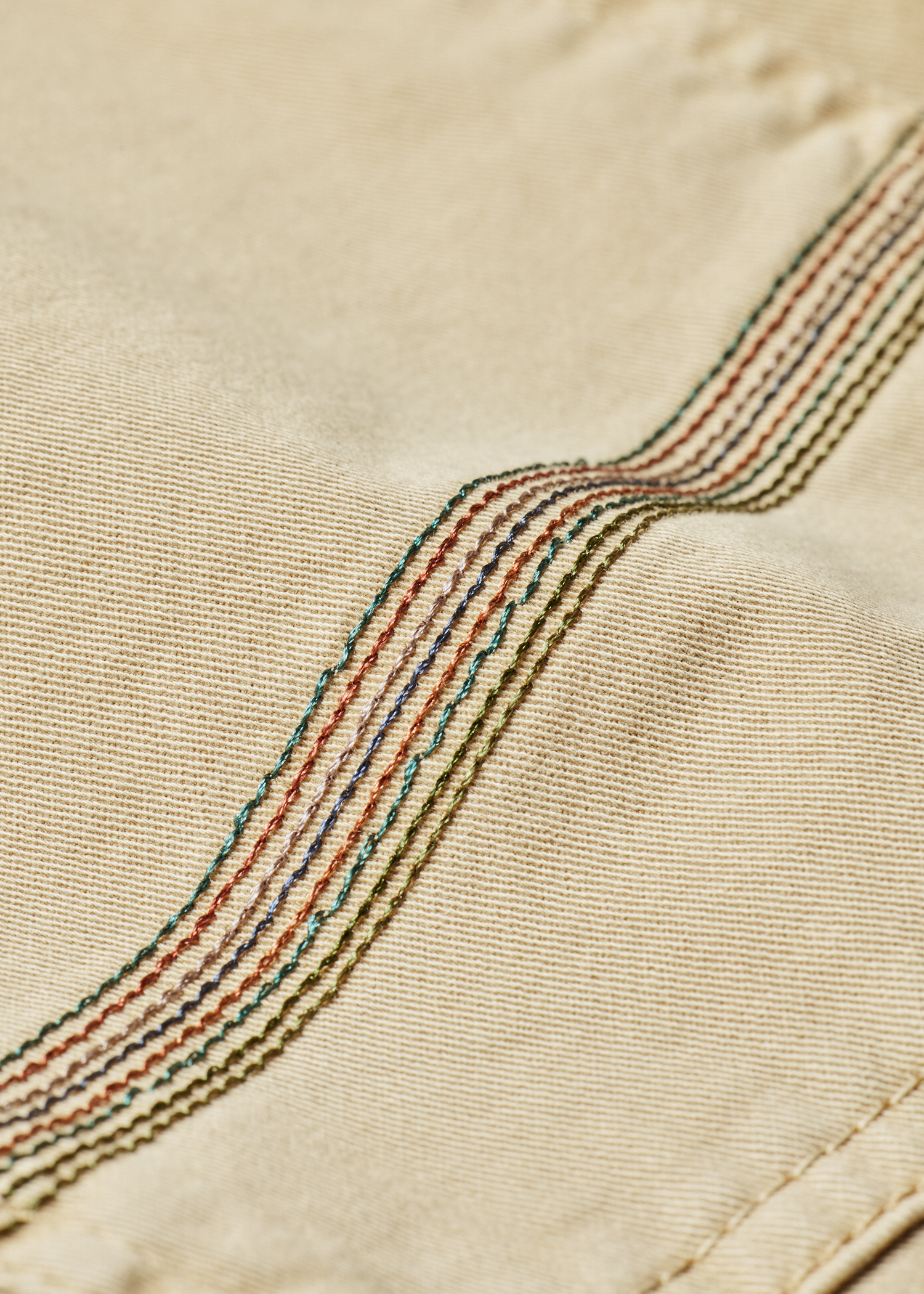 Relaxed Tapered-Fit Beige Cotton-Twill Trousers thumbnail 3