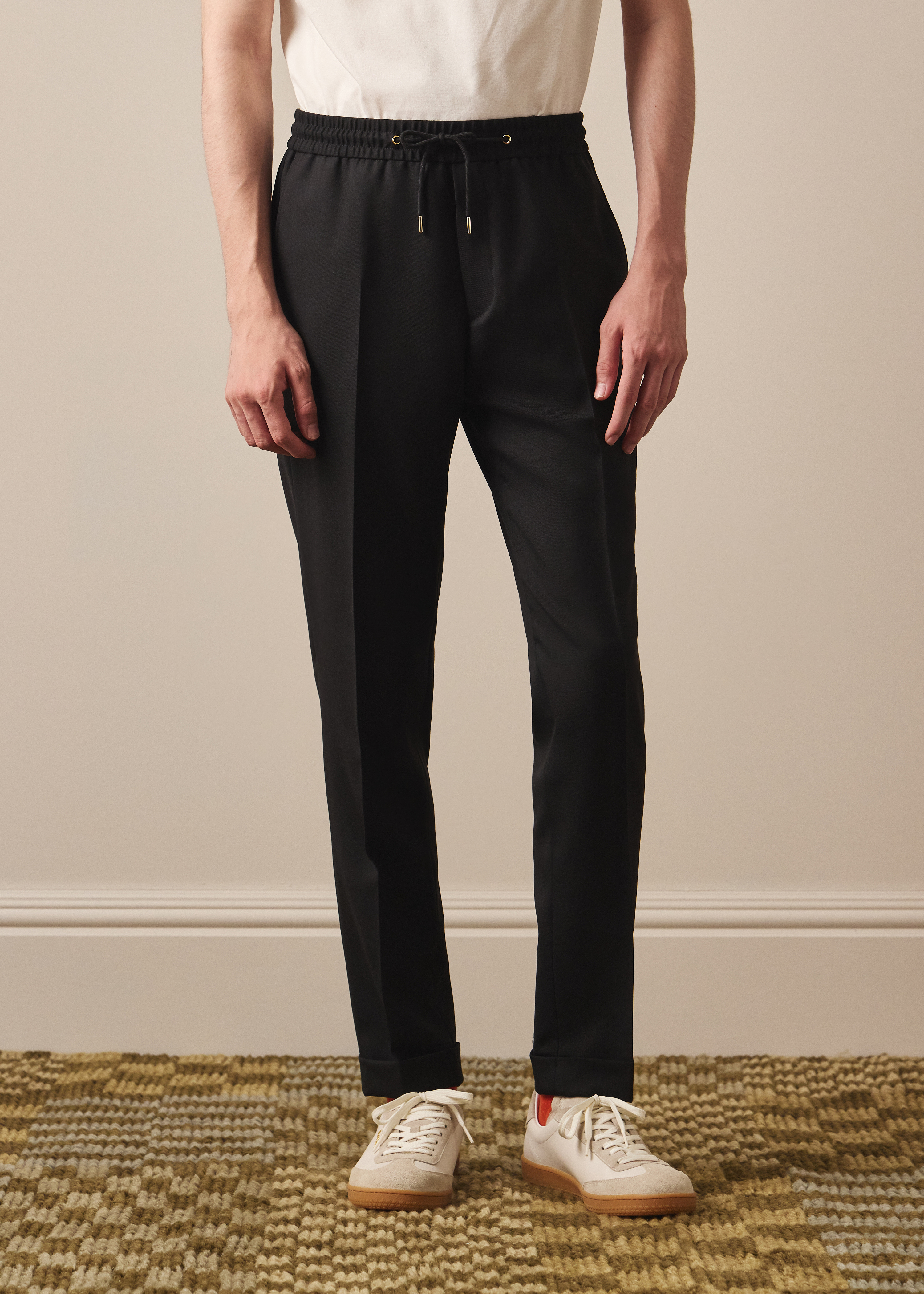 A Suit To Travel In - Slim-Fit Black Drawstring-Waist Wool Trousers thumbnail 2