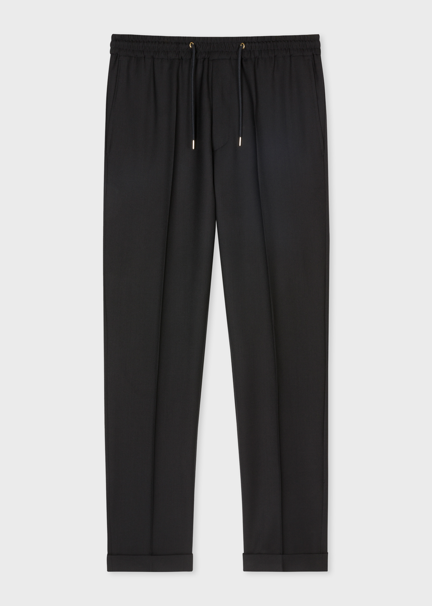 A Suit To Travel In - Slim-Fit Black Drawstring-Waist Wool Trousers primary image
