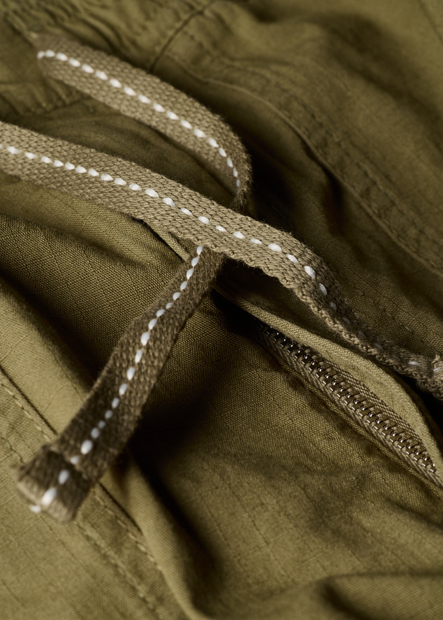 Khaki Green Ripstop Drawstring-Waist Trousers thumbnail 3