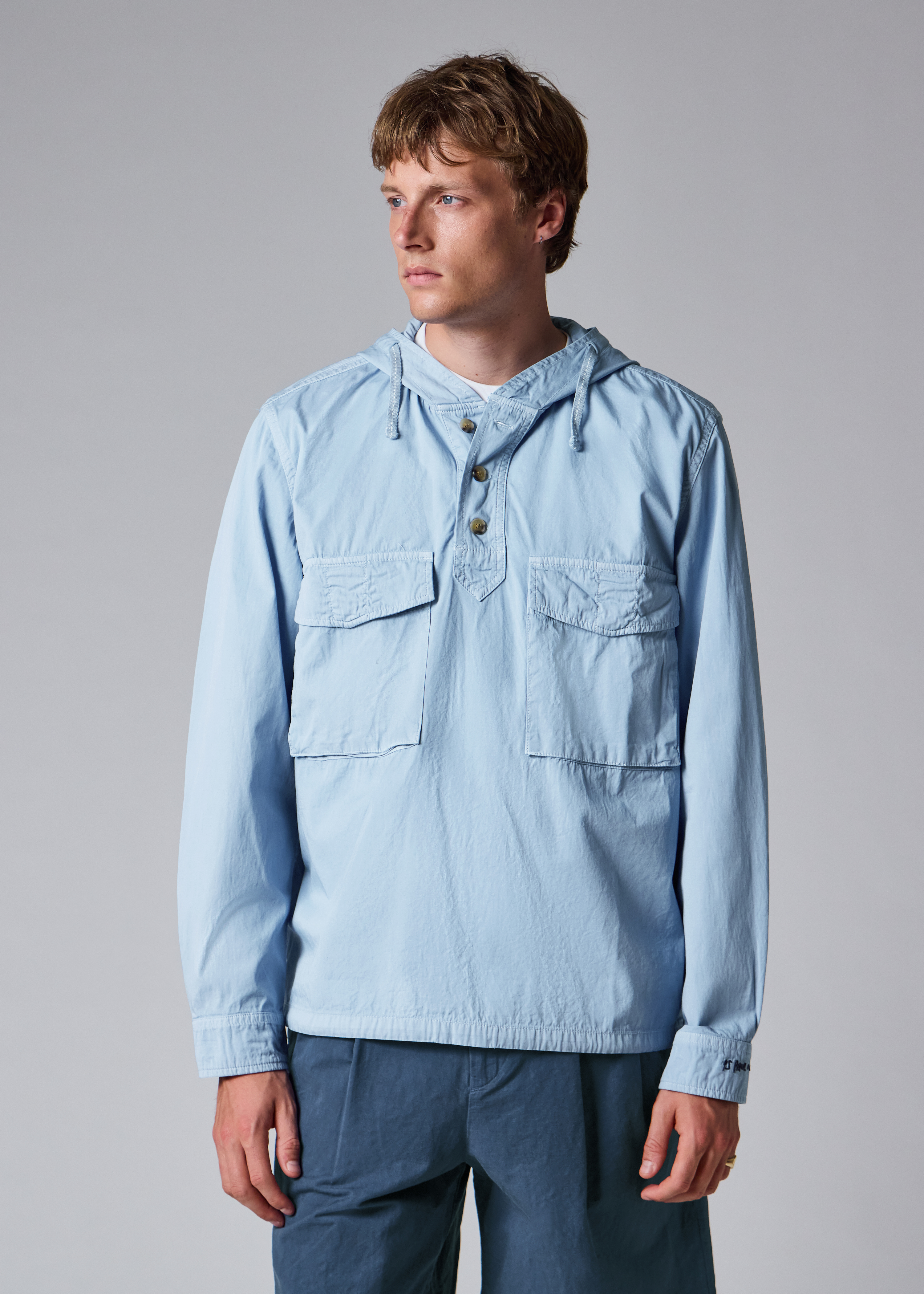 Light Blue Cotton Popover Jacket thumbnail 2