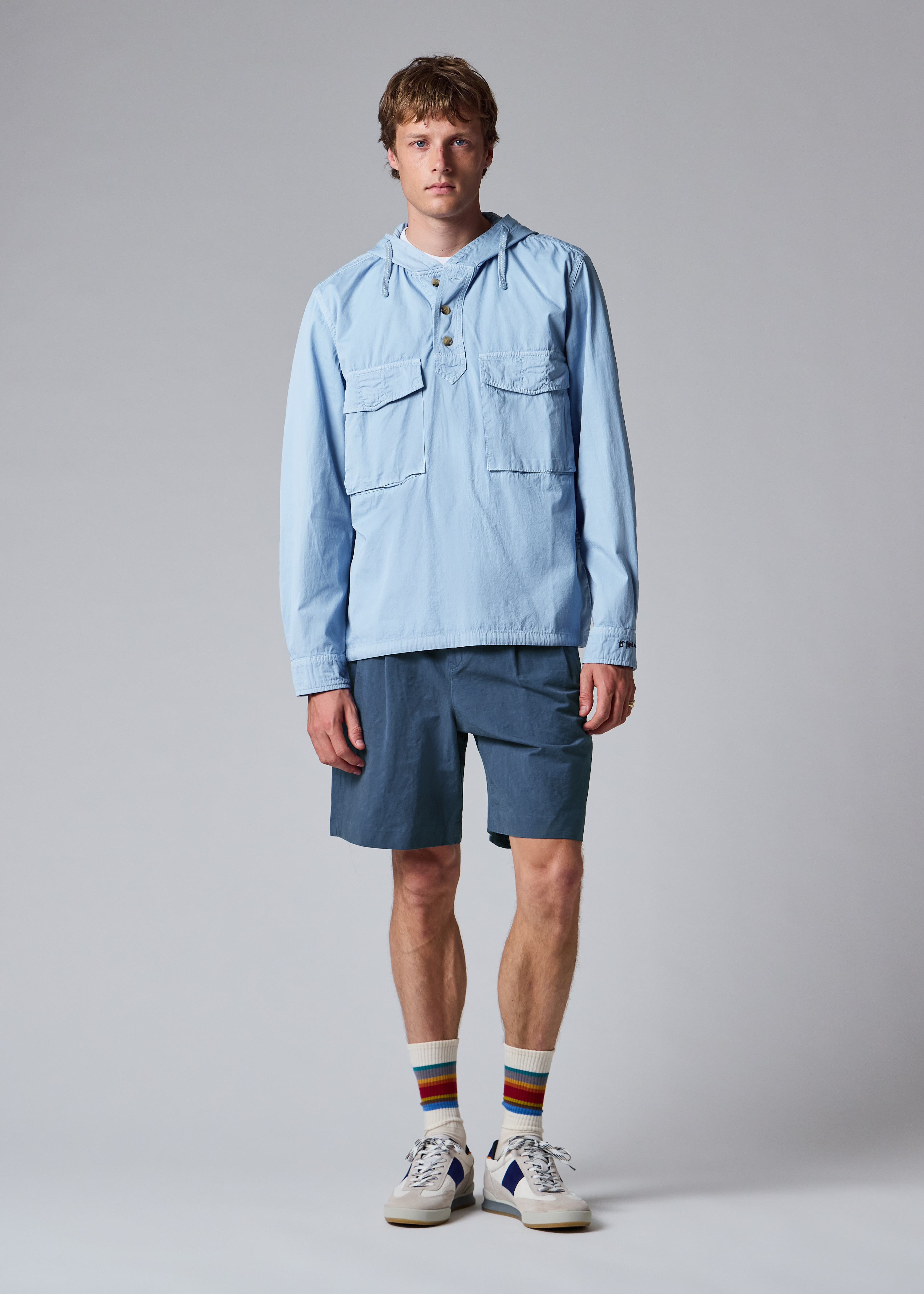 Light Blue Cotton Popover Jacket thumbnail 13