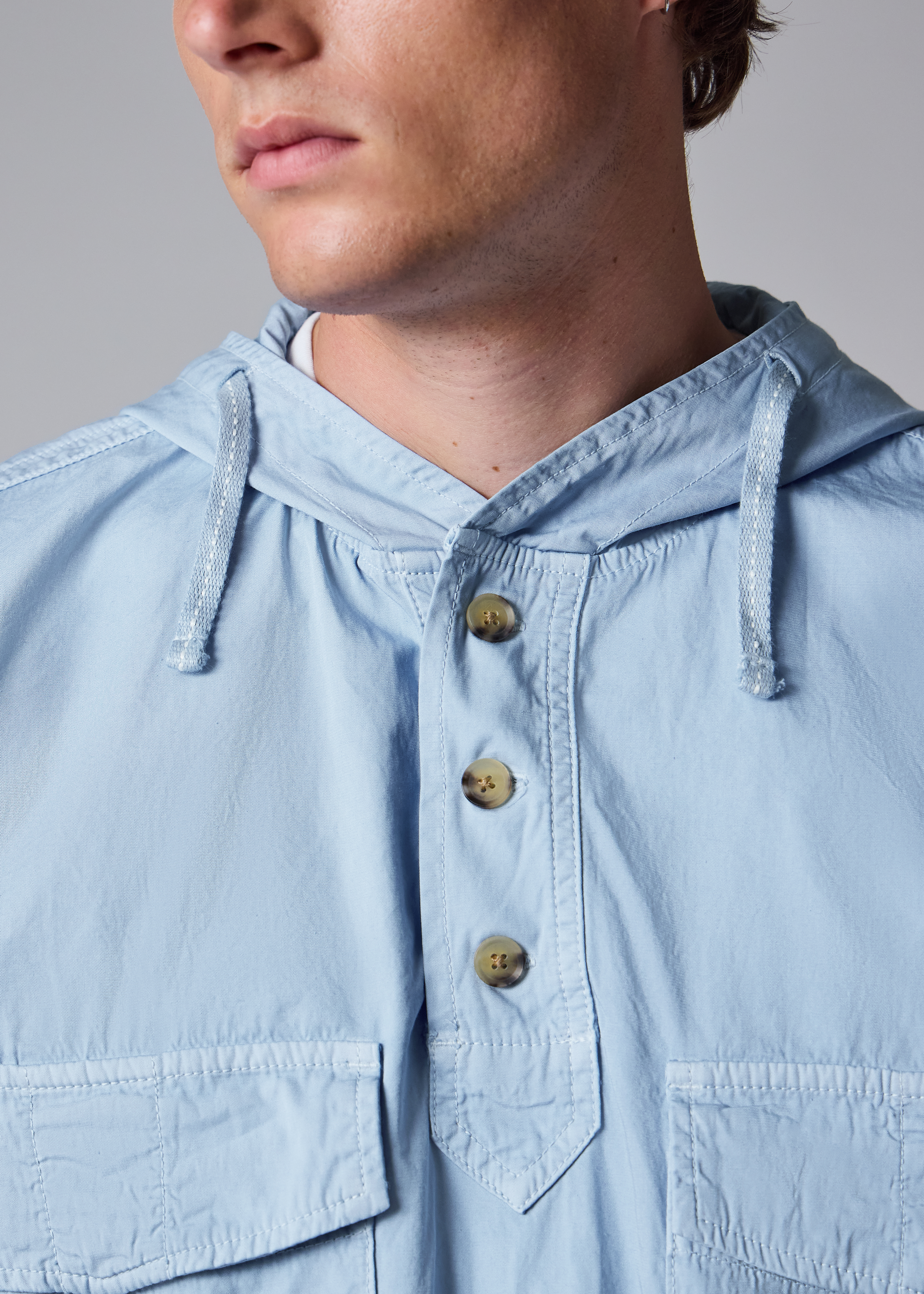 Light Blue Cotton Popover Jacket thumbnail 4