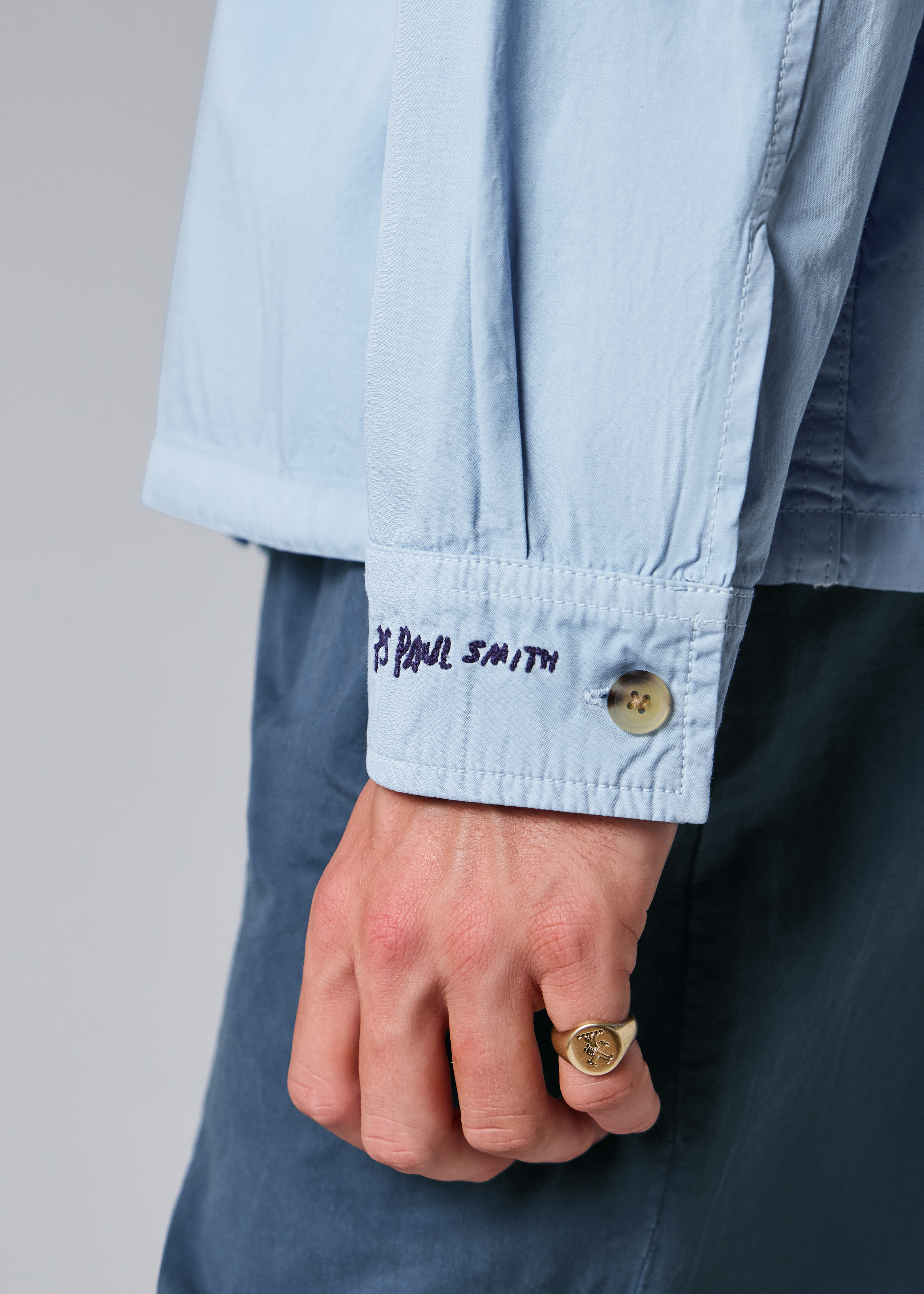 Light Blue Cotton Popover Jacket thumbnail 6