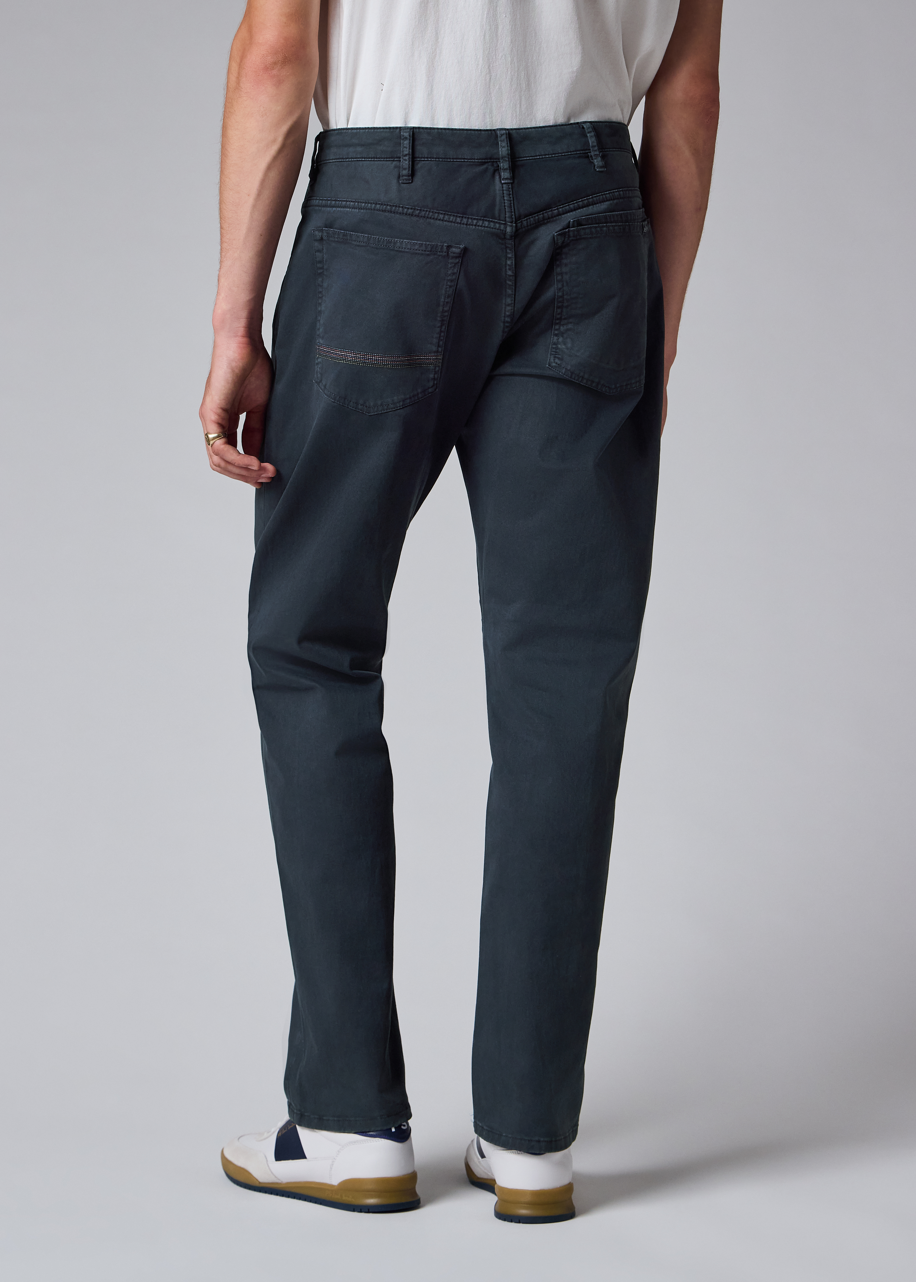 Relaxed Tapered-Fit Navy Cotton-Twill Trousers thumbnail 4