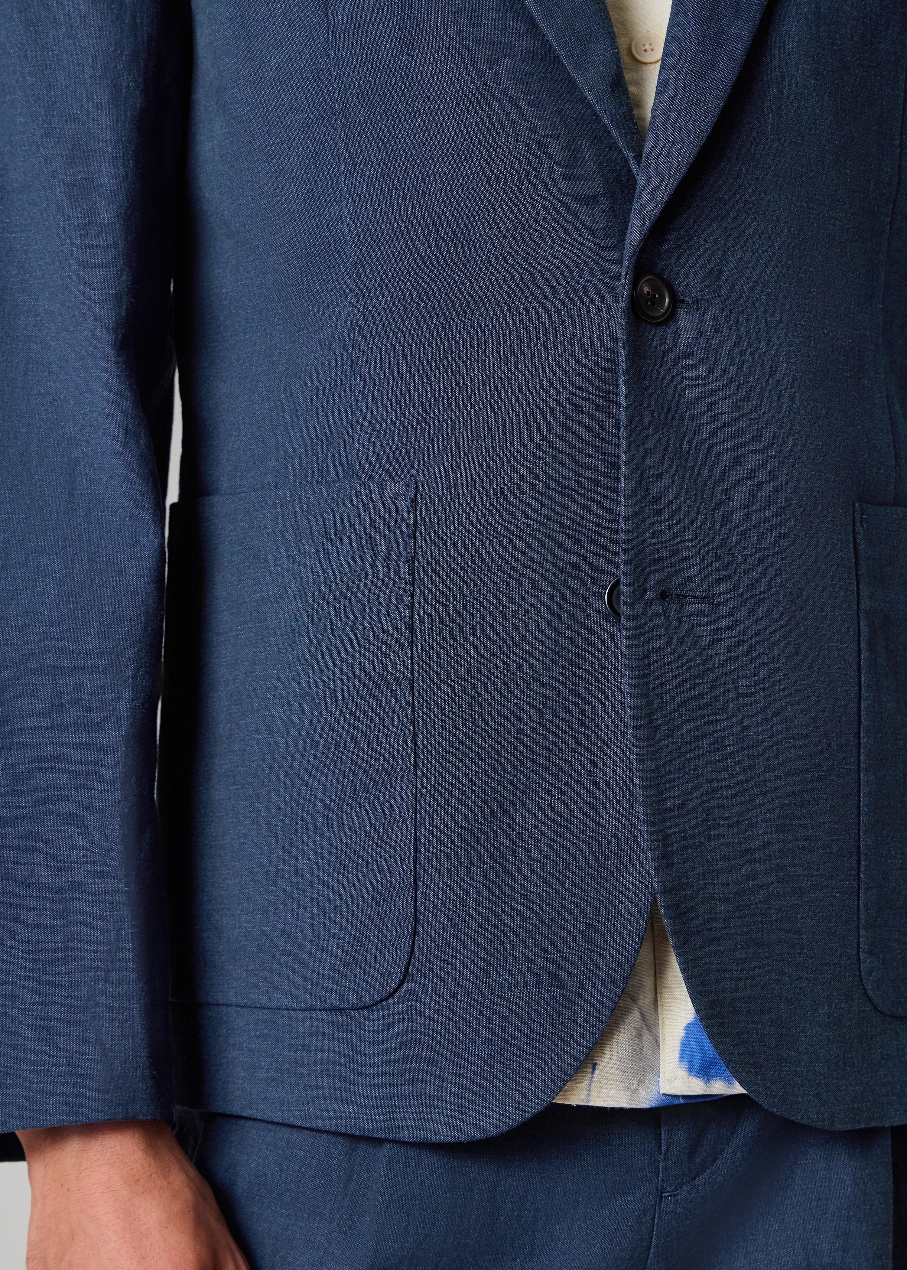 Navy Linen-Cotton Buggy-Lined Blazer thumbnail 6