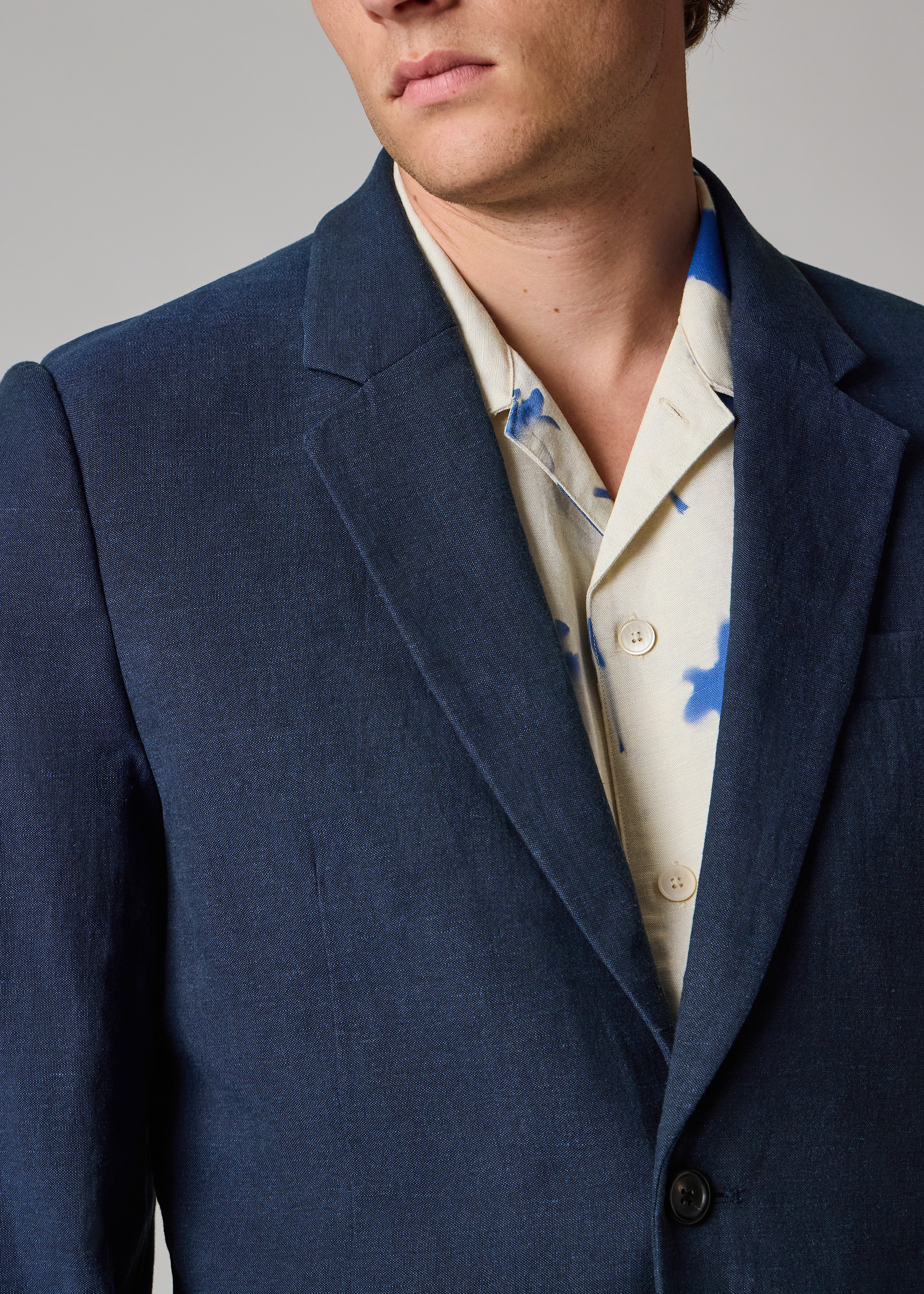 Navy Linen-Cotton Buggy-Lined Blazer thumbnail 4