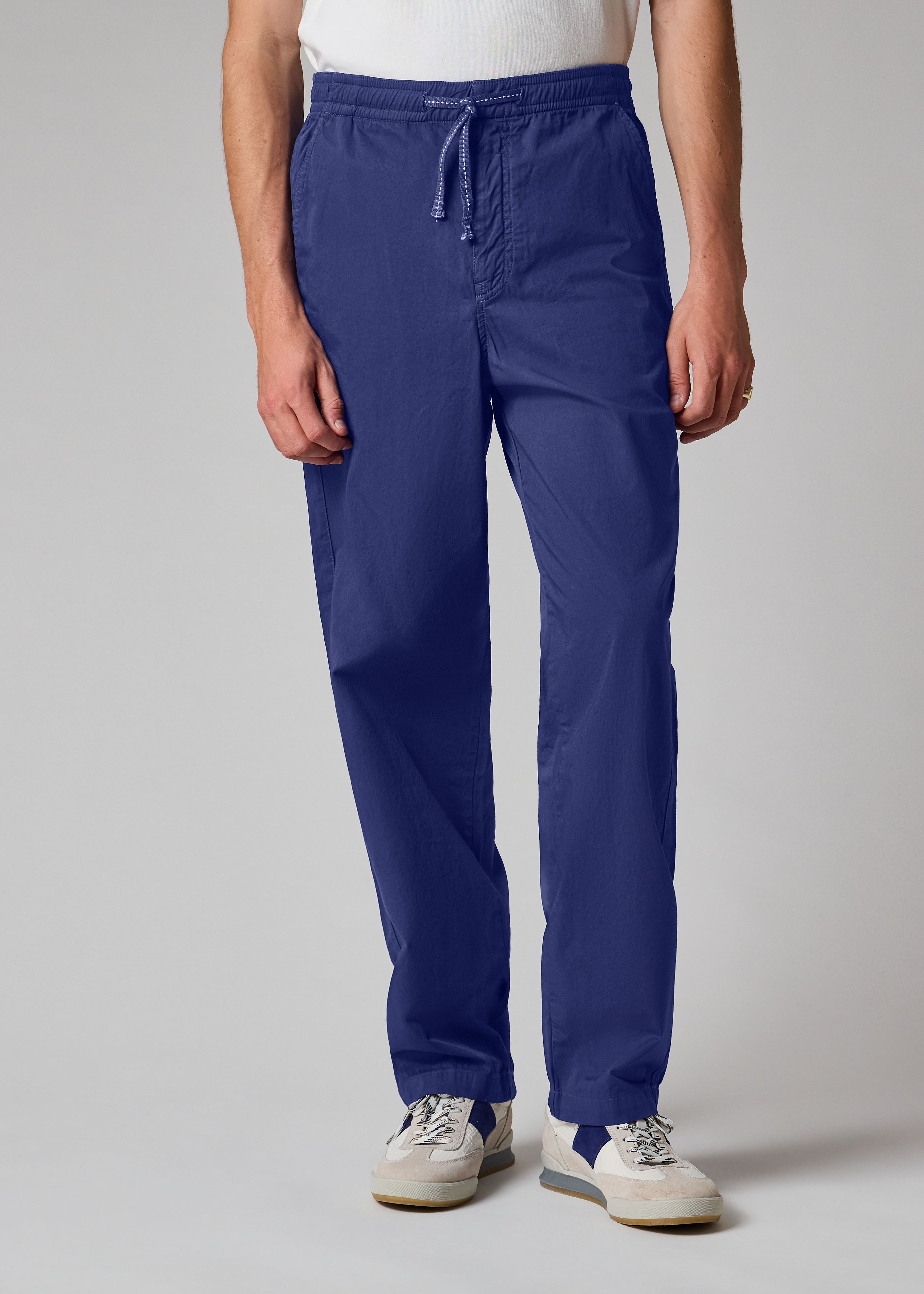 Blue Cotton Drawstring-Waist Trousers thumbnail 2