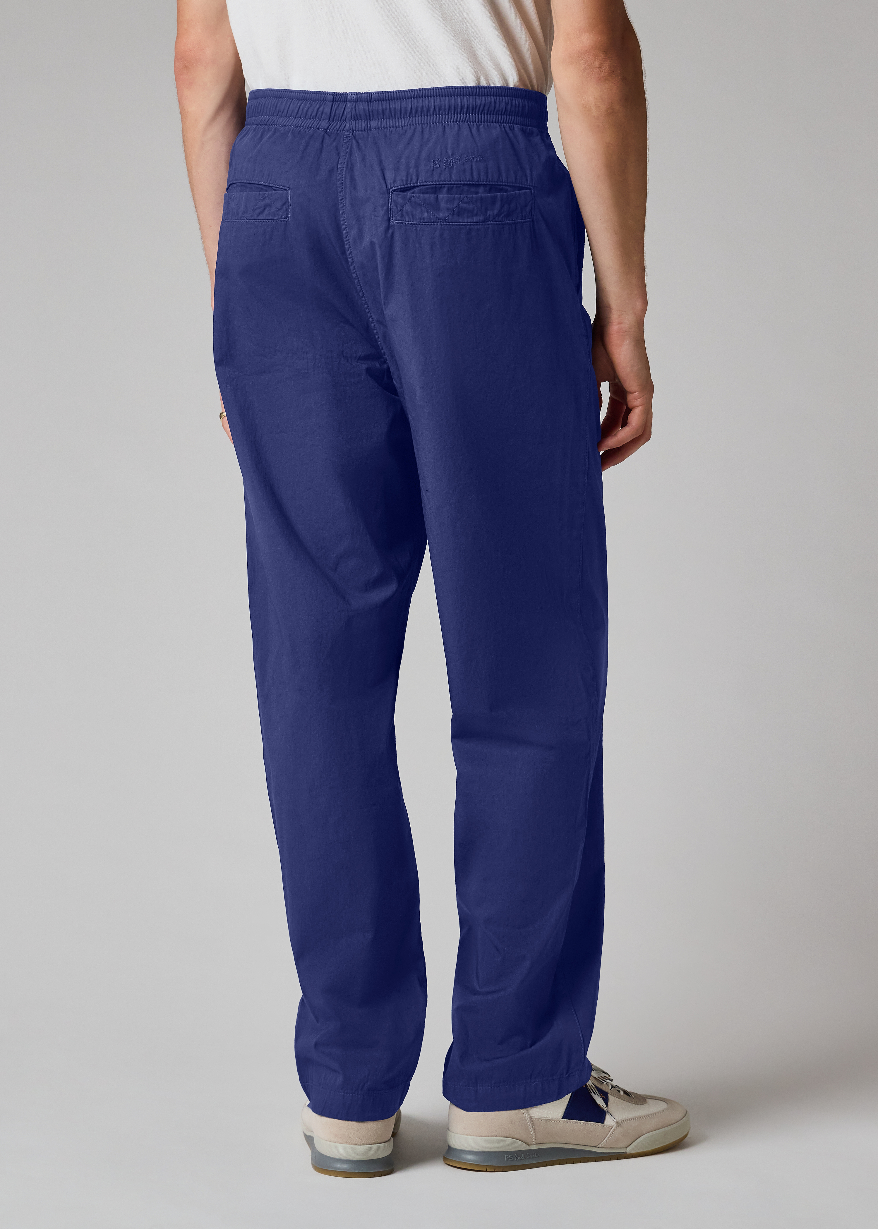 Blue Cotton Drawstring-Waist Trousers thumbnail 6