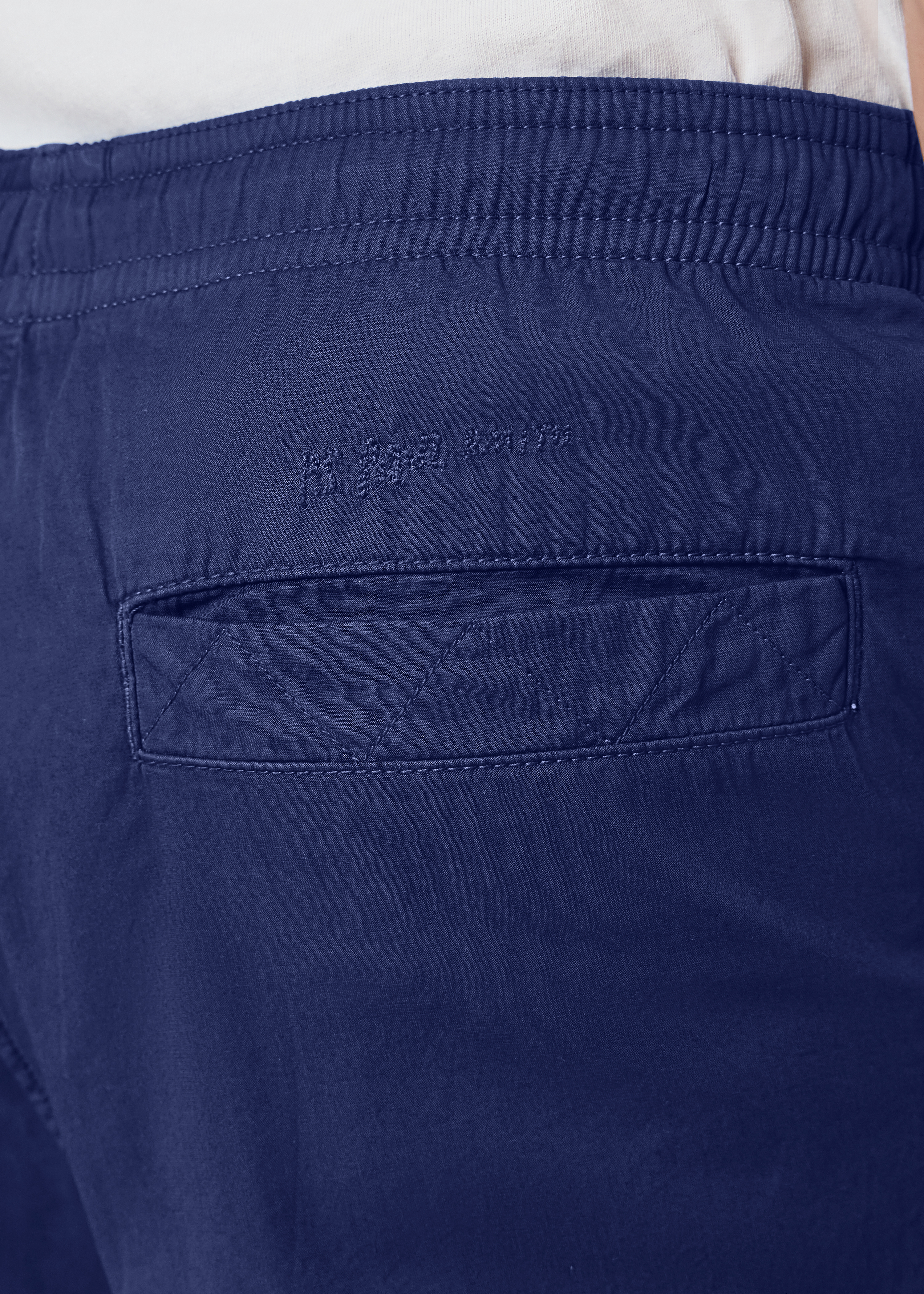Blue Cotton Drawstring-Waist Trousers thumbnail 7